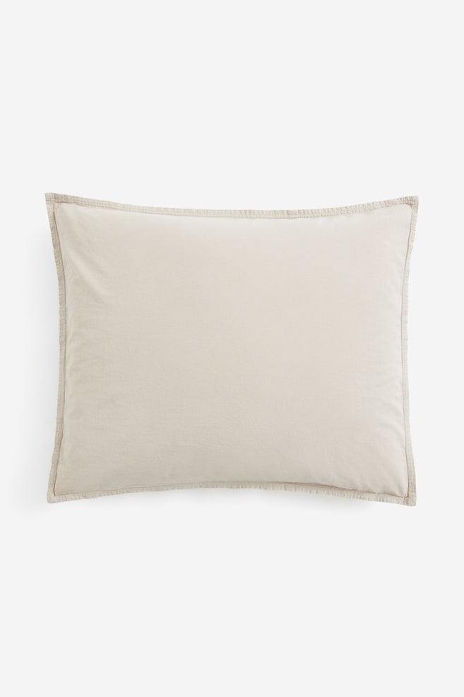 Washed cotton pillowcase - Light beige - 1