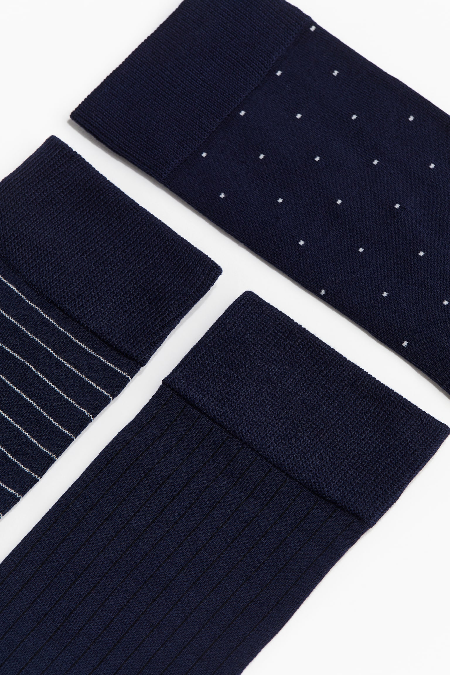 Fine-knit socks - Navy blue/Black/Striped - 2