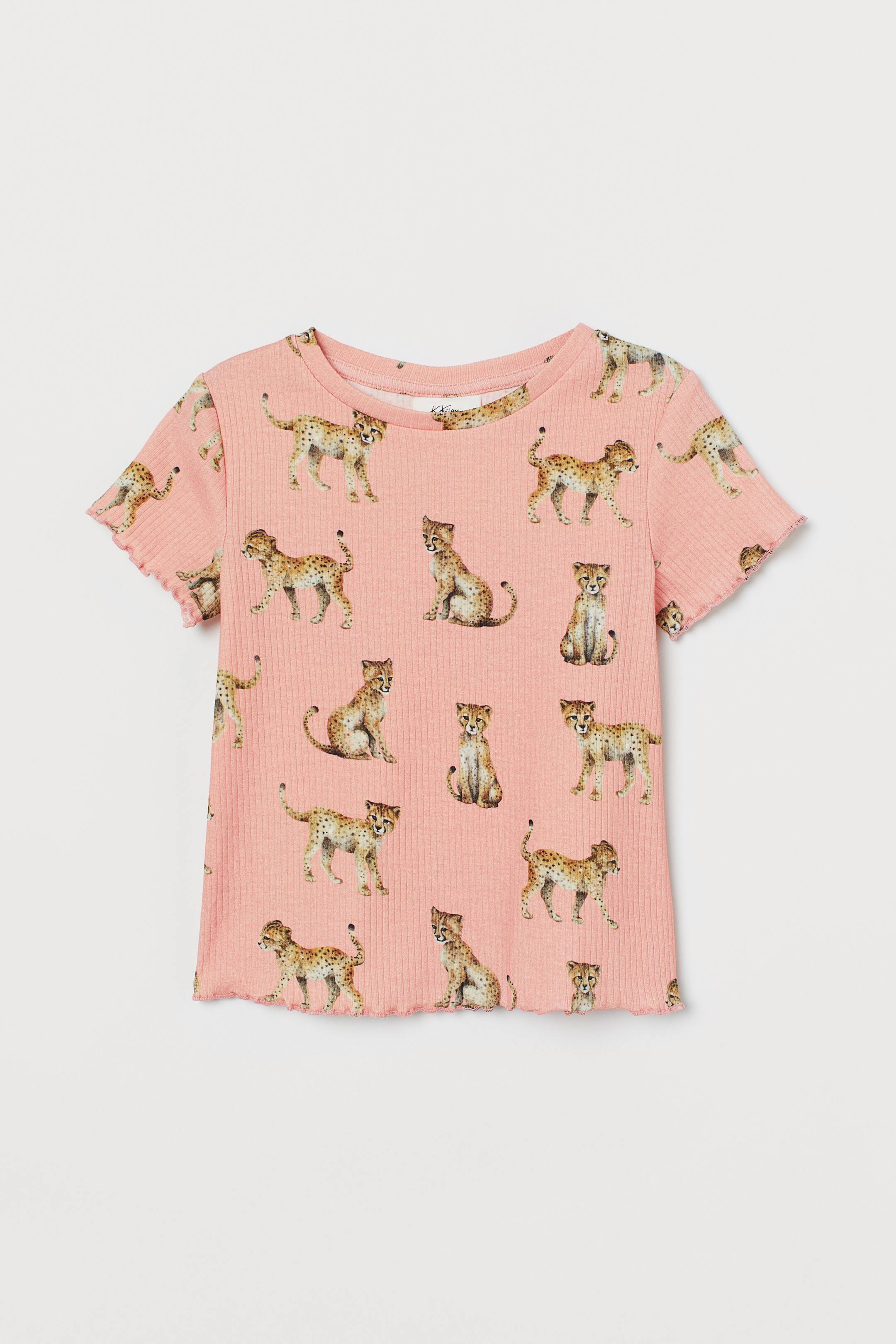 View larger image: Ribbed top - Apricot/Cheetahs - Kids | H&M HK 1