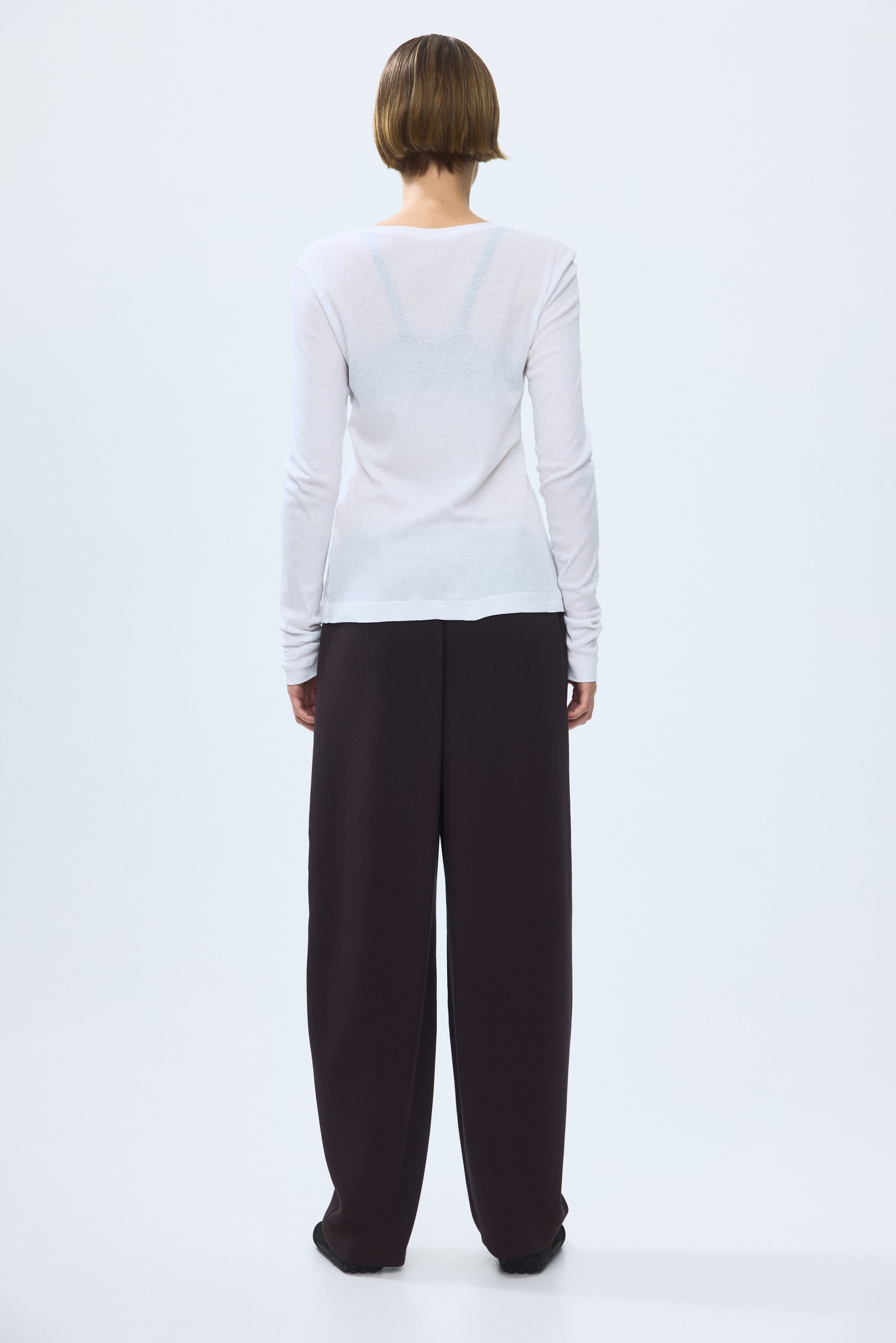 Viscose-Blend Barrel-Leg Pants