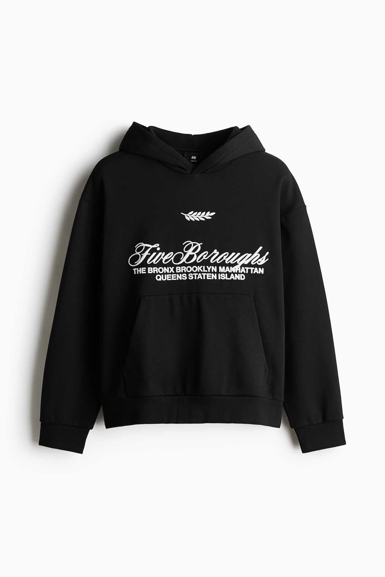 ルーズフィット プリントスウェットパーカ - ブラック／Five Boroughs 