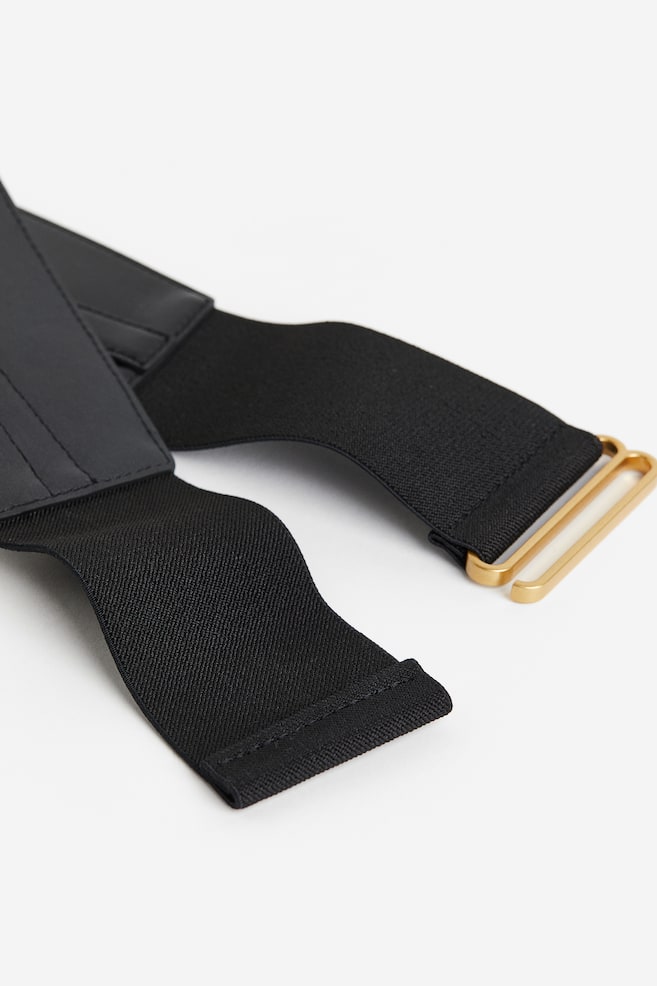 Wide waist belt - Black/Dark beige - 2
