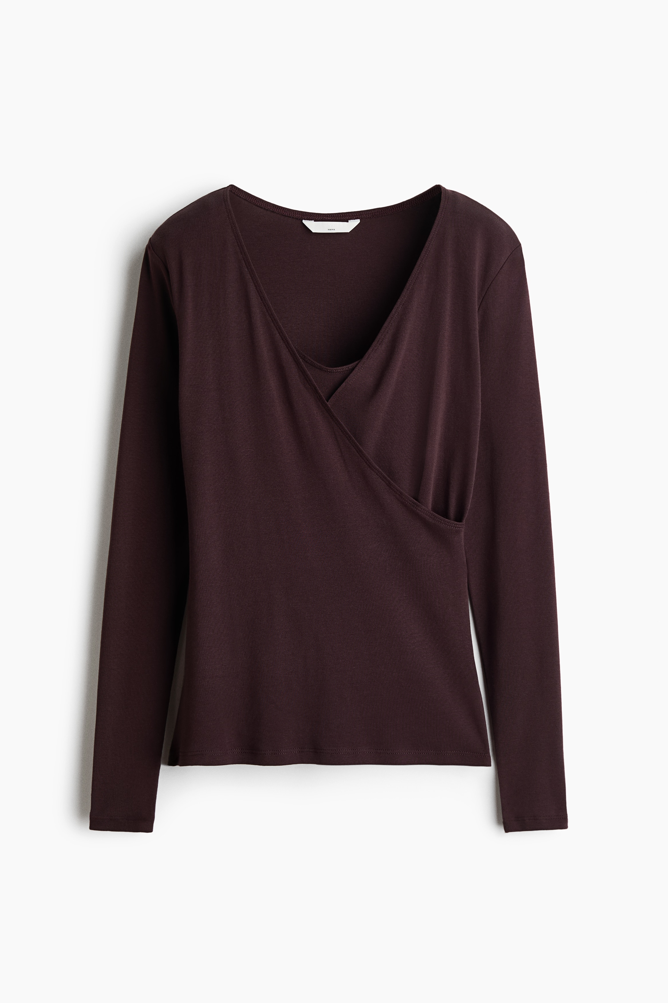 MAMA Ribbed Nursing Top - Dark brown/Taupe melange