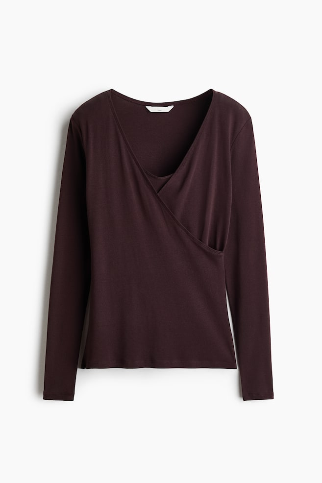 MAMA Ribbed nursing top - Dark brown/Black/Mole marl - 1
