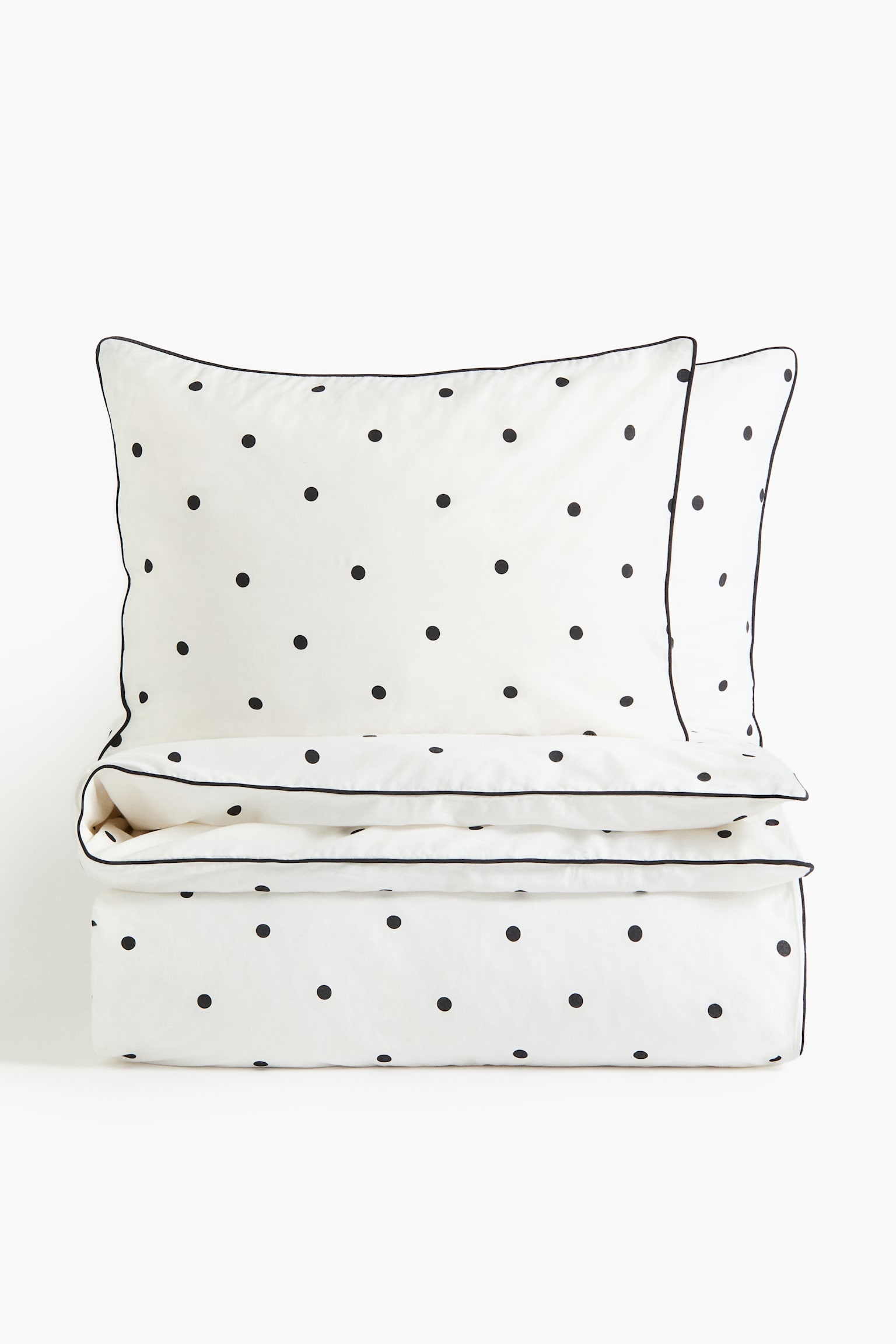 Kuviollinen parivuode-/king size -pussilakanasetti - Valkoinen/Pilkullinen/Himmeänsininen/Pilkullinen