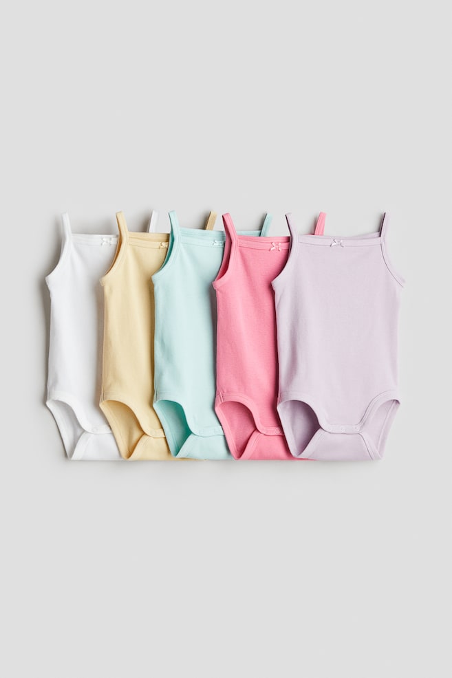 5-pack Cotton Bodysuits - Purple/yellow/Pink/light purple/White/Light beige/light gray melange/Green/blue/Light pink/Light grey marl/Dark gray/striped - 1