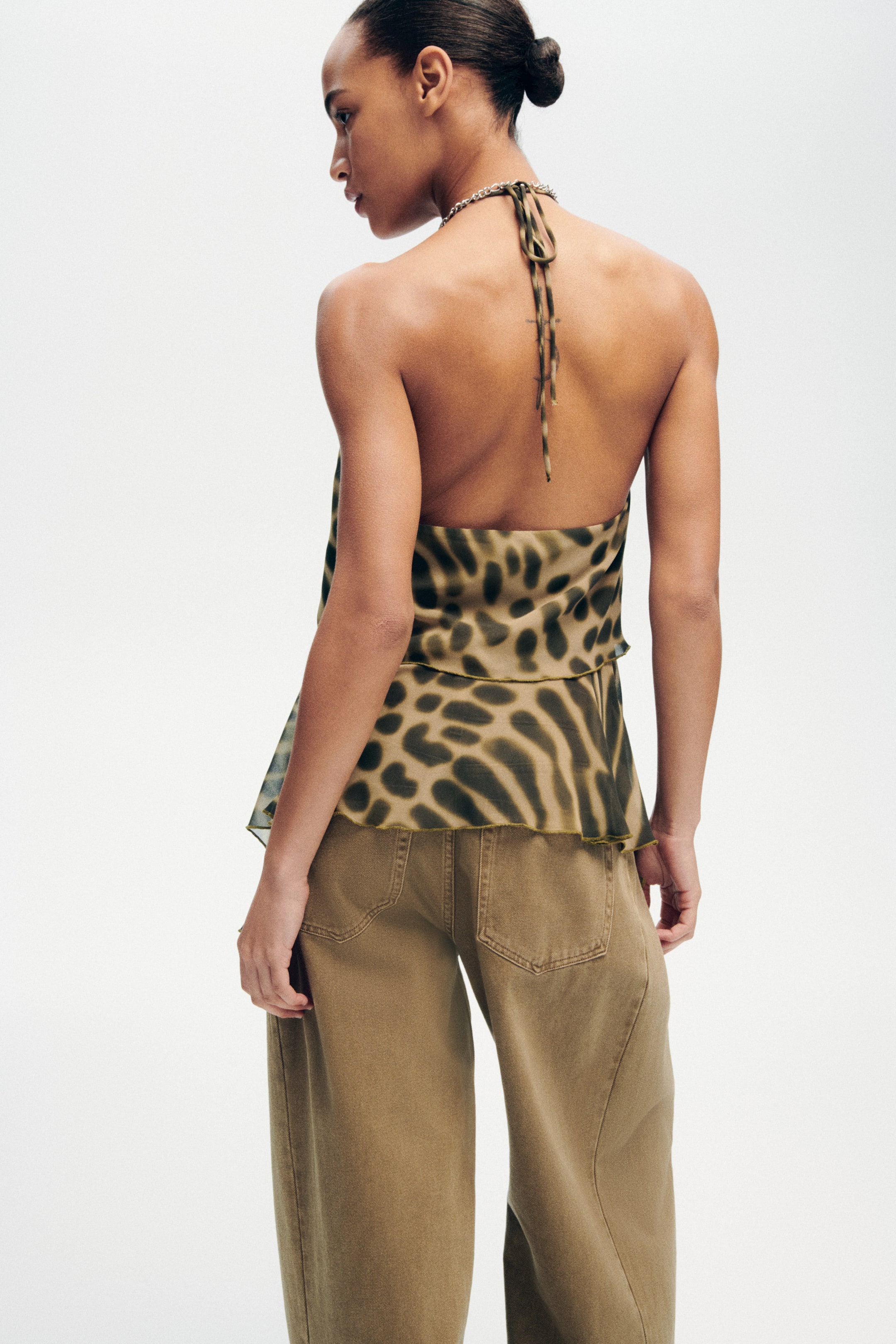 Draped-Panel Halterneck Top
