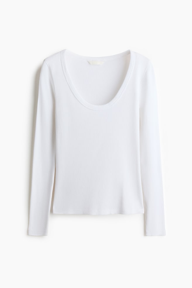 Scoop-Neck Cotton Jersey Top - White/Red/Black - 1