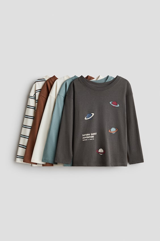 Детские футболки H&M 5-Pack Long-Sleeved T-Shirts