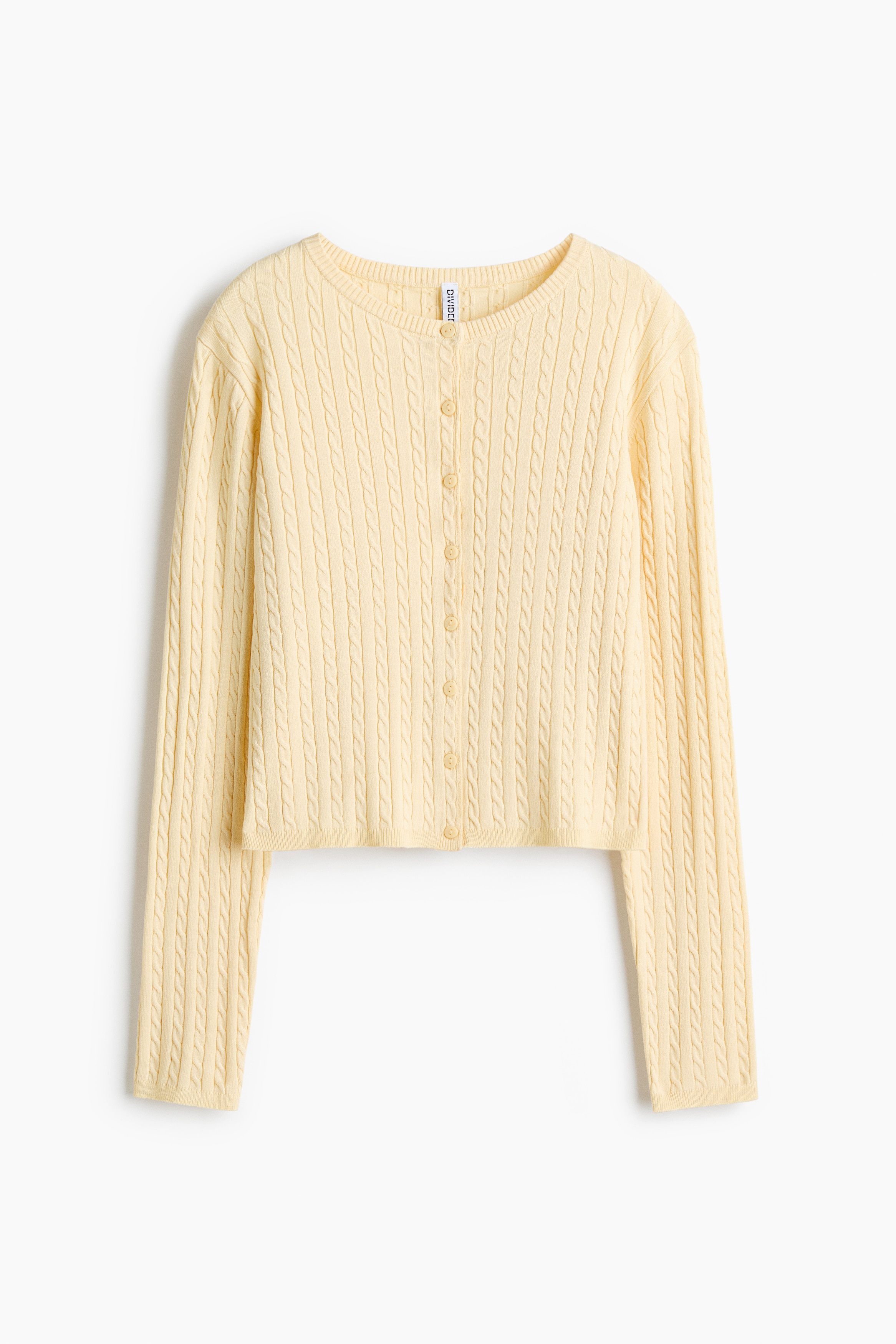 Cable-Knit Cardigan - Light yellow/Light blue/Navy blue/Light pink/Gray/White