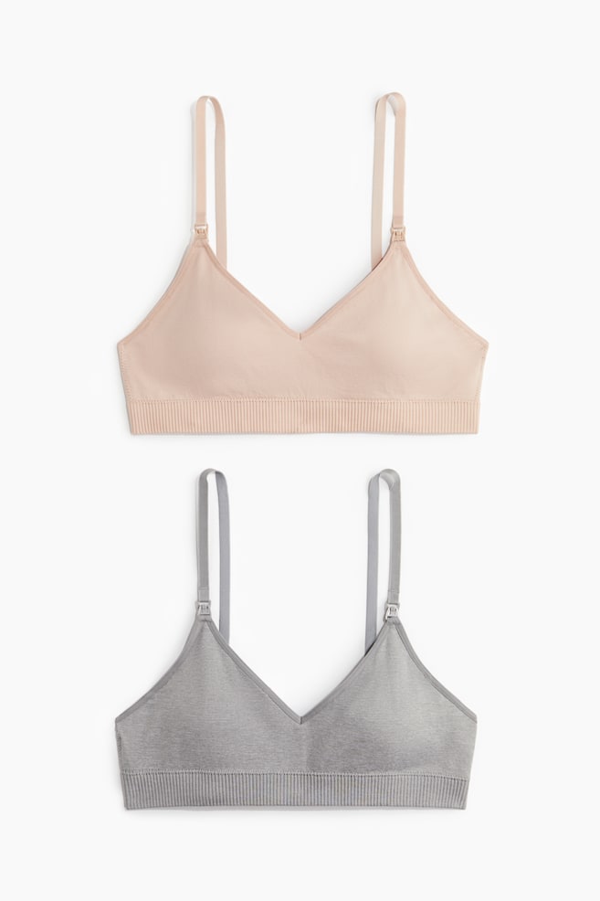 MAMA 2-pack seamless padded nursing bras - Light beige/Light grey marl/Black/Beige/Light beige/Light pink/Dusty pink/Black/Powder pink/Black/Burgundy/Light pink - 1