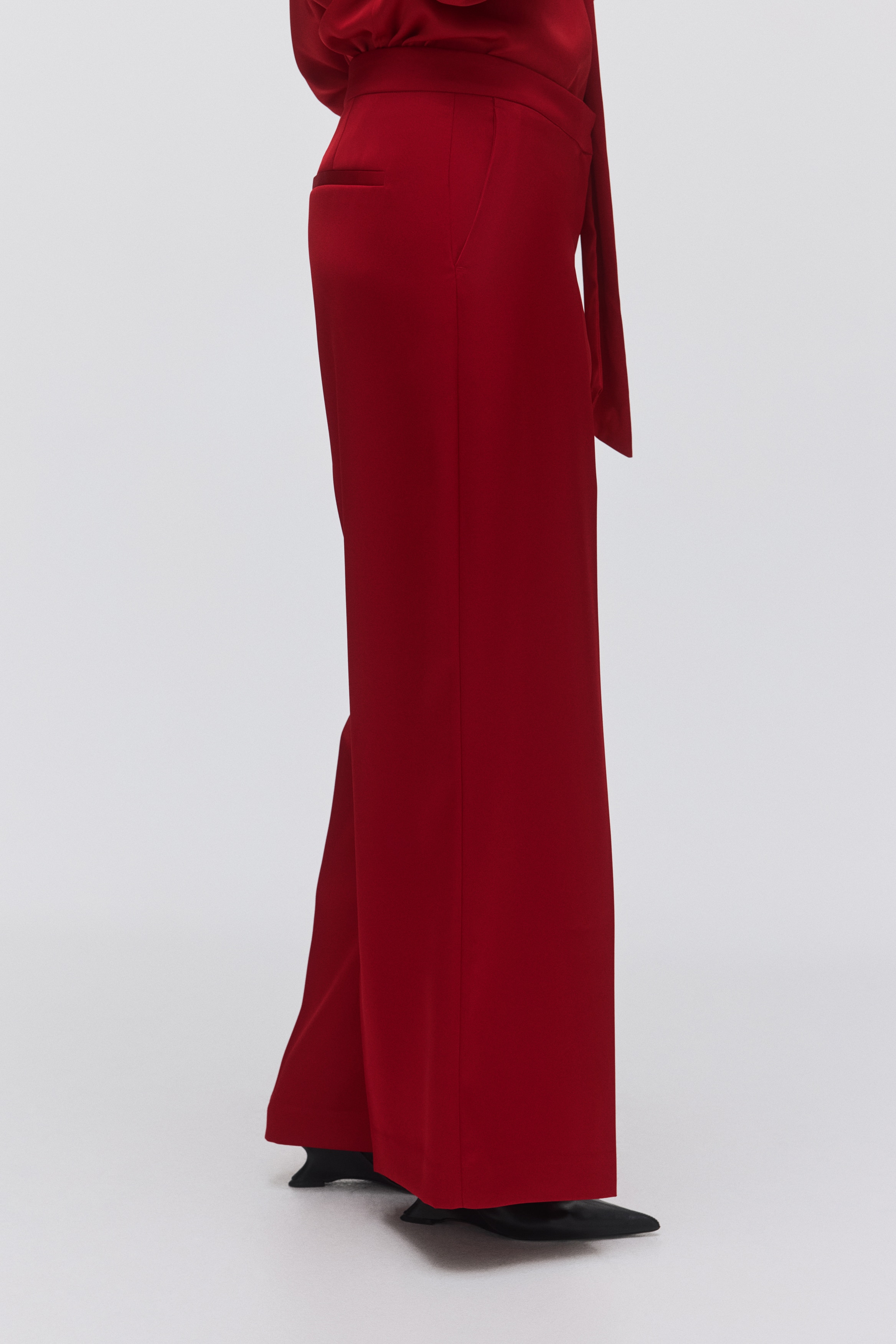 Pantalon large - Rouge/Blanc