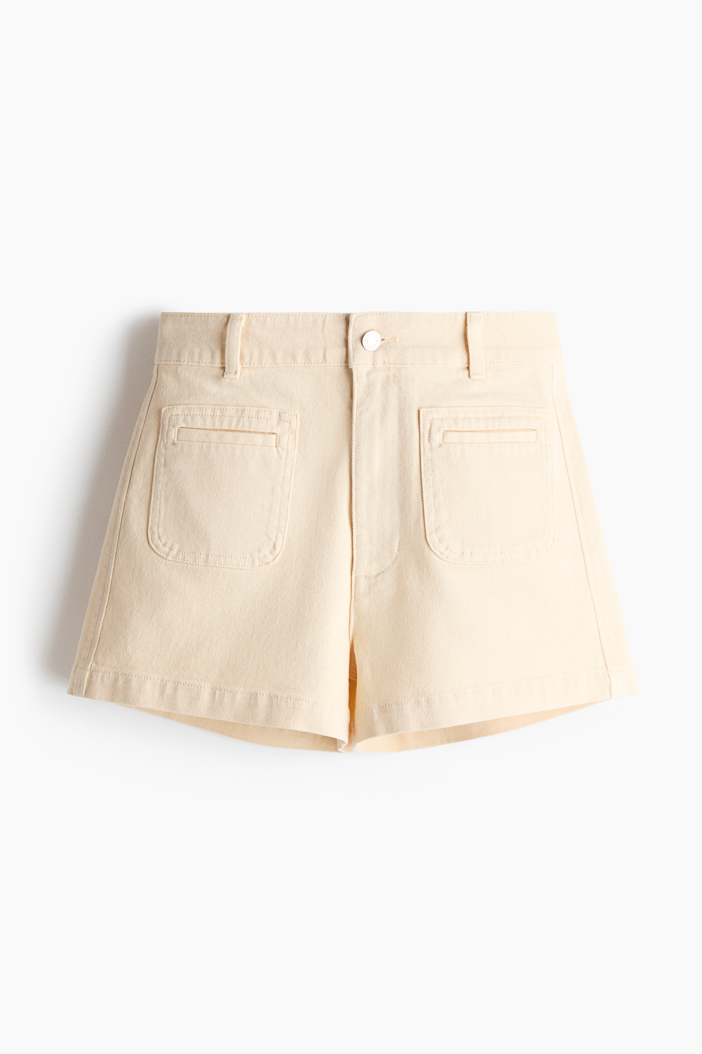 High-waisted denim shorts-Light yellow