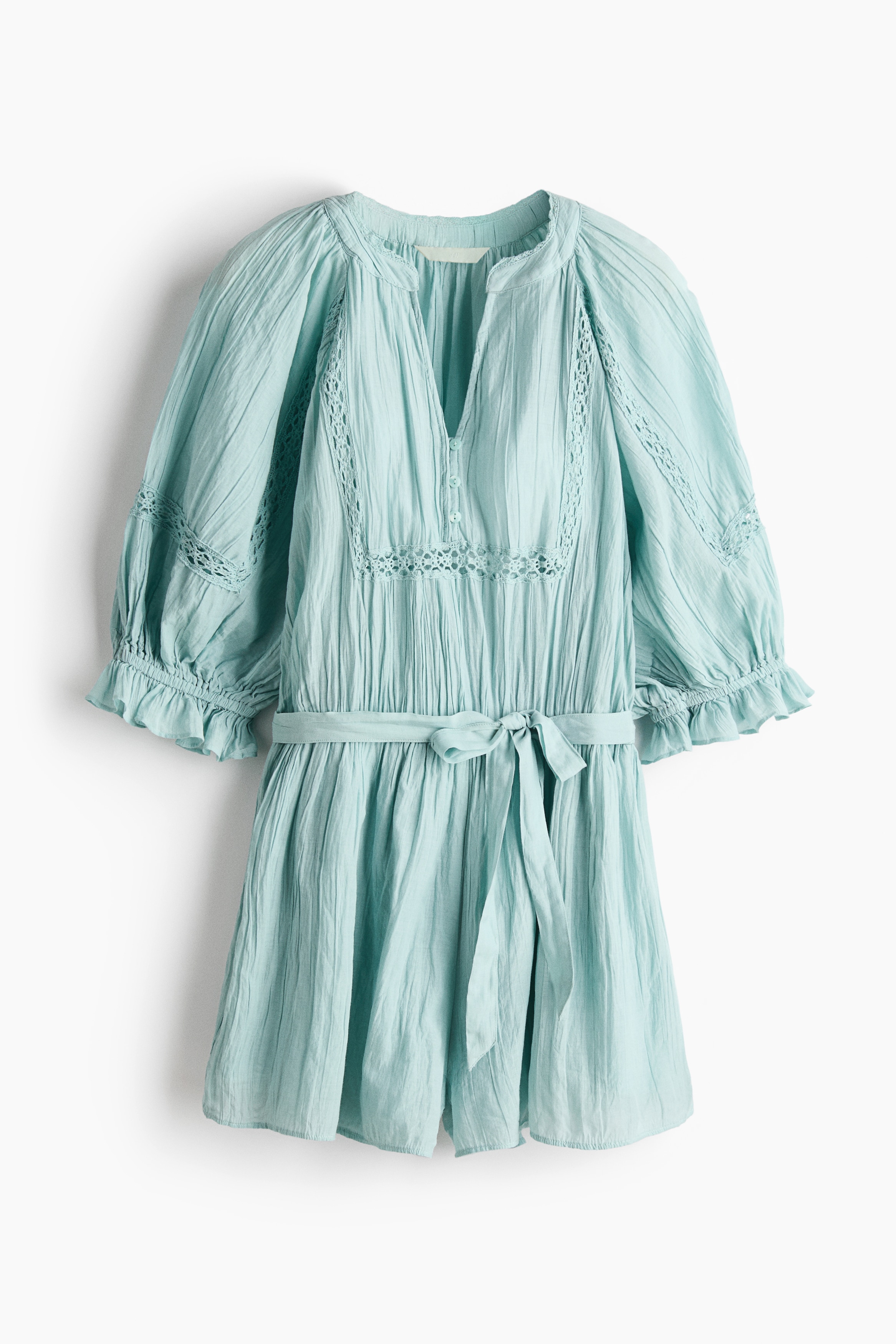 Crinkled Romper-Light turquoise