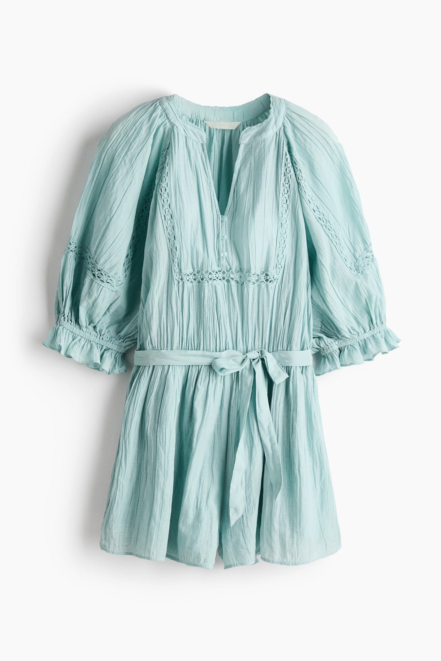 Crinkled Romper - Light turquoise - 1