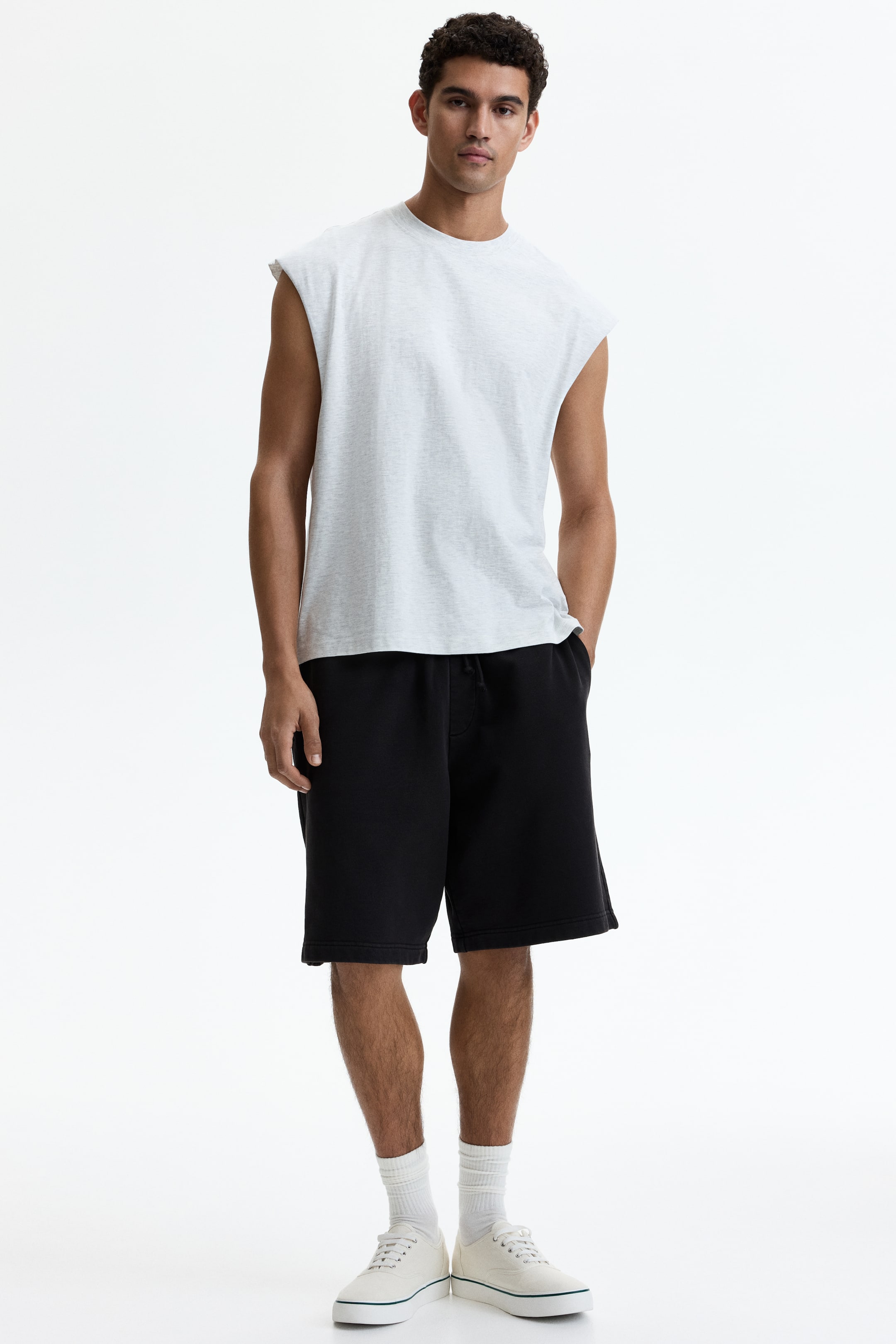 Grotere afbeelding bekijken: Katoenen tanktop Relaxed Fit - Lichtgrijs gemêleerd - HEREN | H&M BE 1