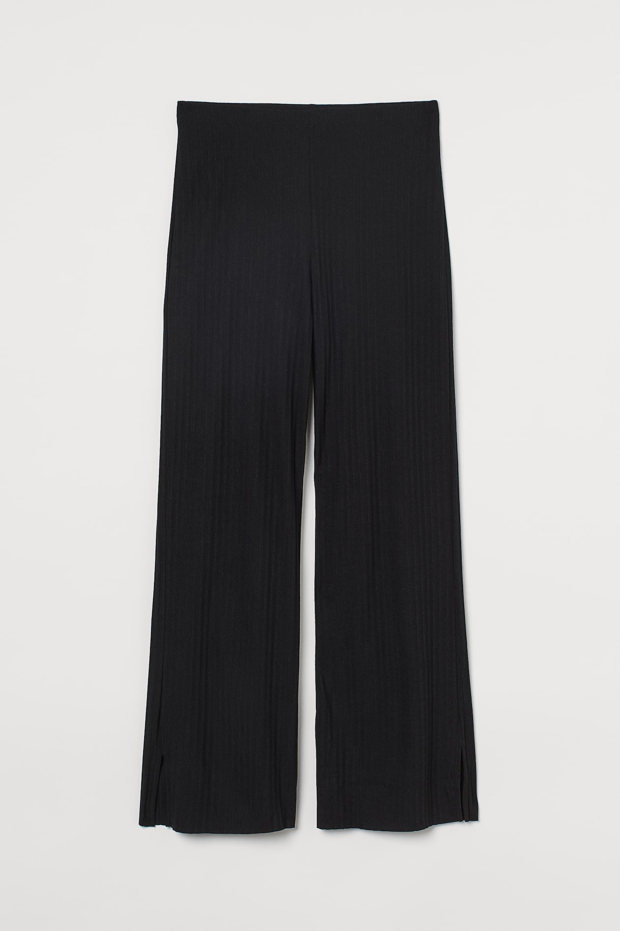 Ribbed jersey trousers - High waist - Long - Black - Ladies | H&M GB