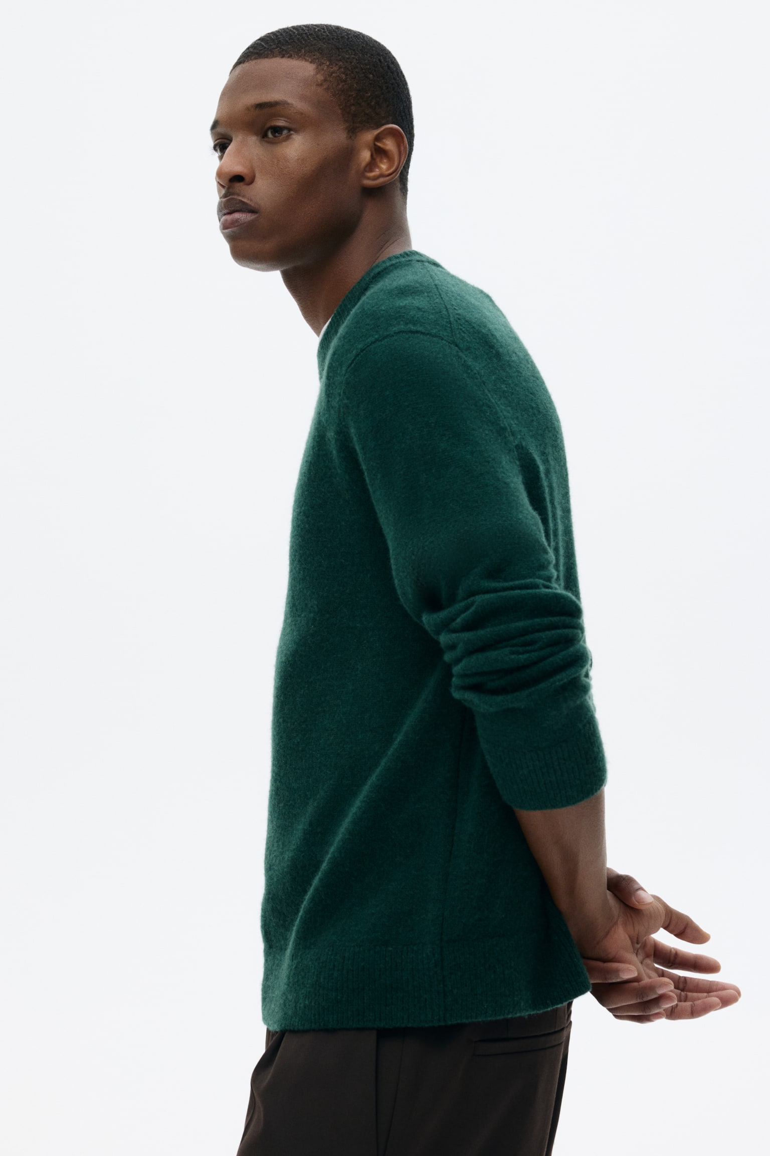 Vlněný svetr z jemného úpletu Regular Fit - Tmavě zelená/Tmavě béžová/Tmavě šedá/Námořnická modř/Hnědá - 3