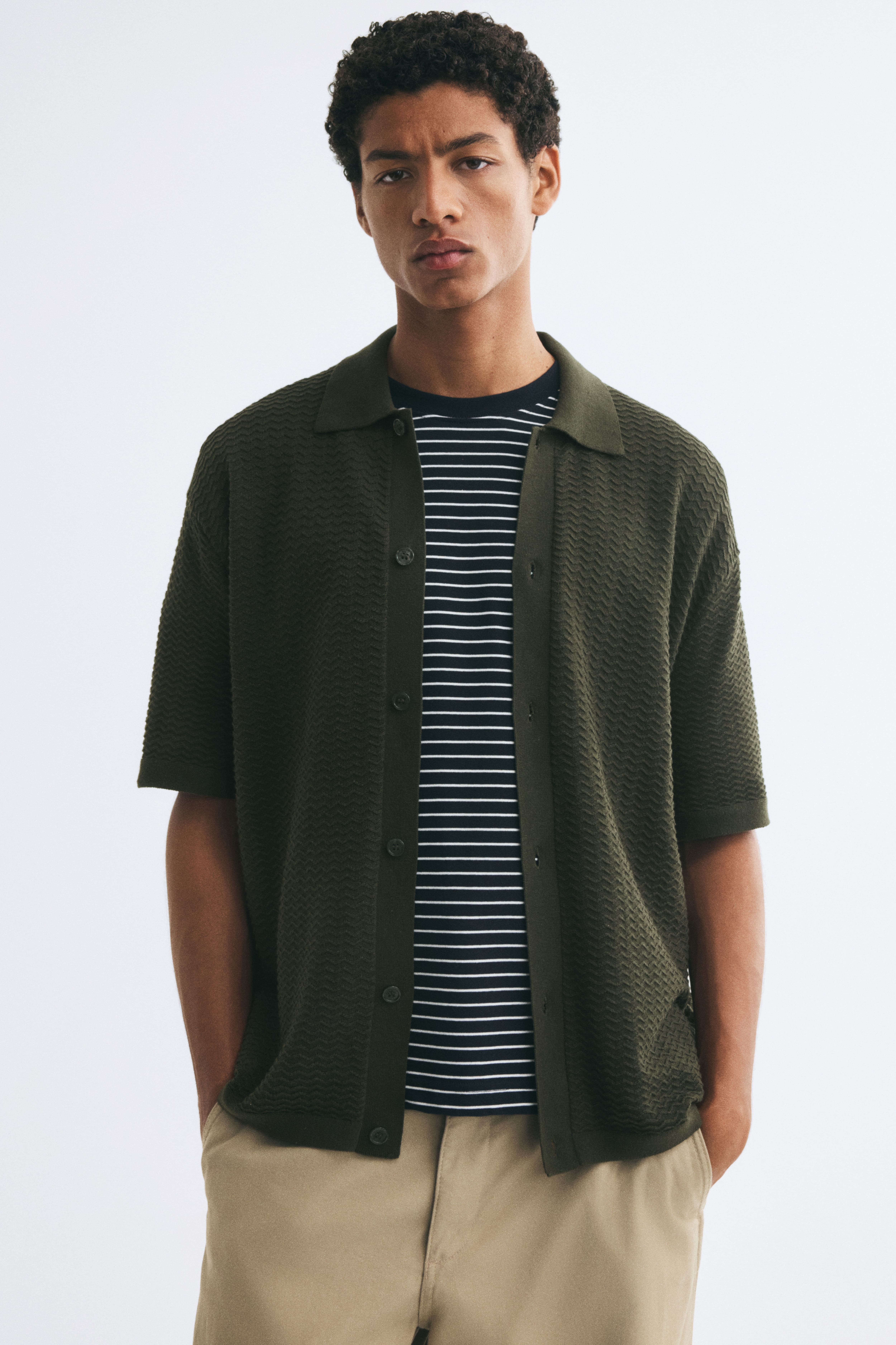 Regular-Fit Textured-Knit Shirt