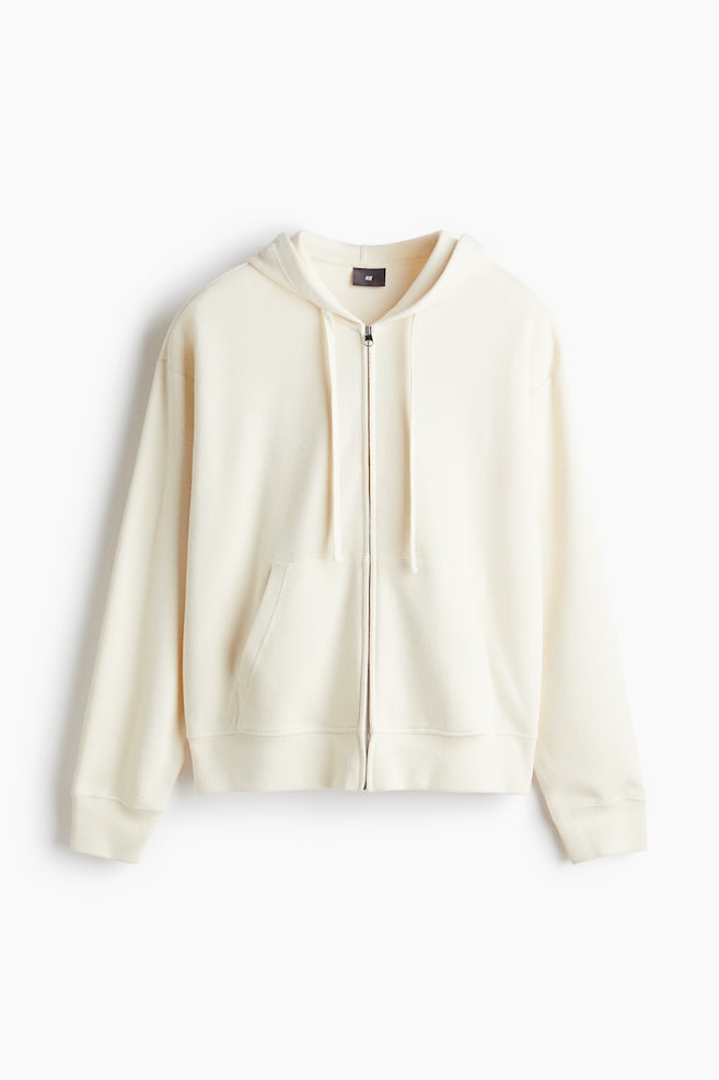 Felpa con cappuccio e cerniera in jersey Loose Fit - Crema/Marrone scuro - 1