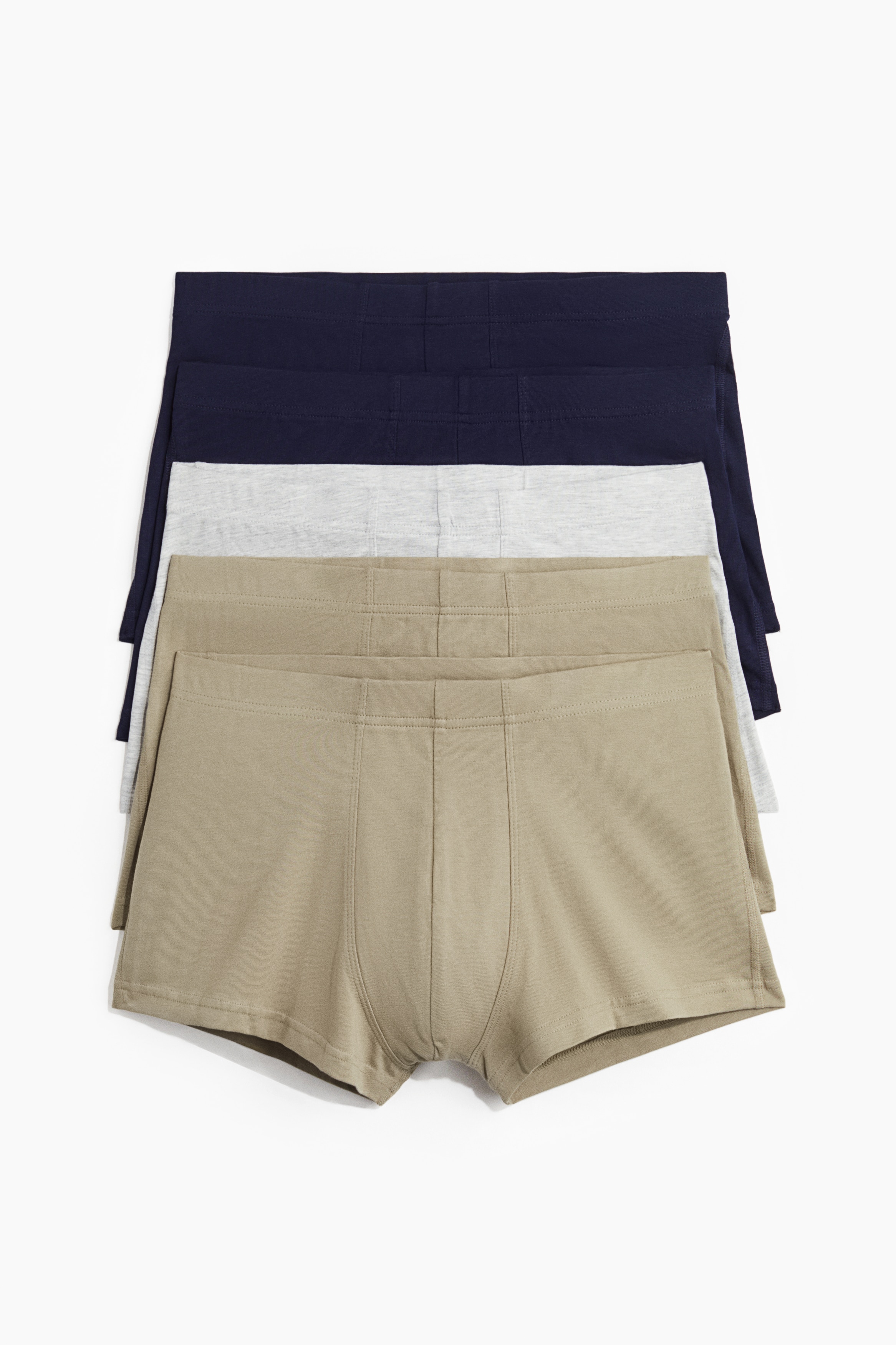 Krótkie bawełniane bokserki 5-pak - Niebieski/Beżowy/Burgundowy/Szary/Czarny/Czarny/Szary melanż/Ciemnoszary