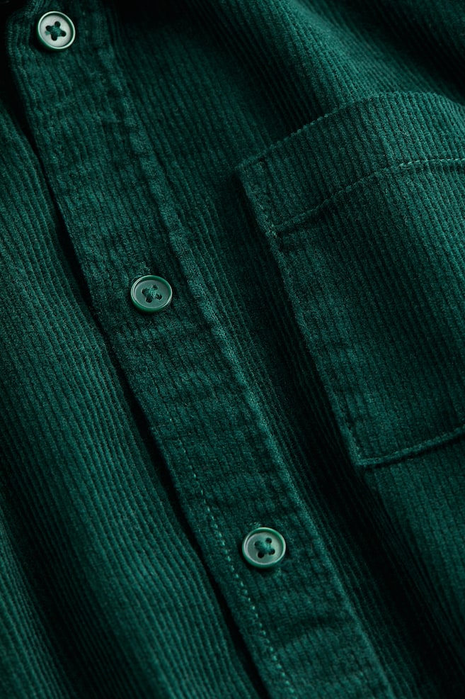 Skjorte i fløjl - Mørkegrøn/Brun - 3