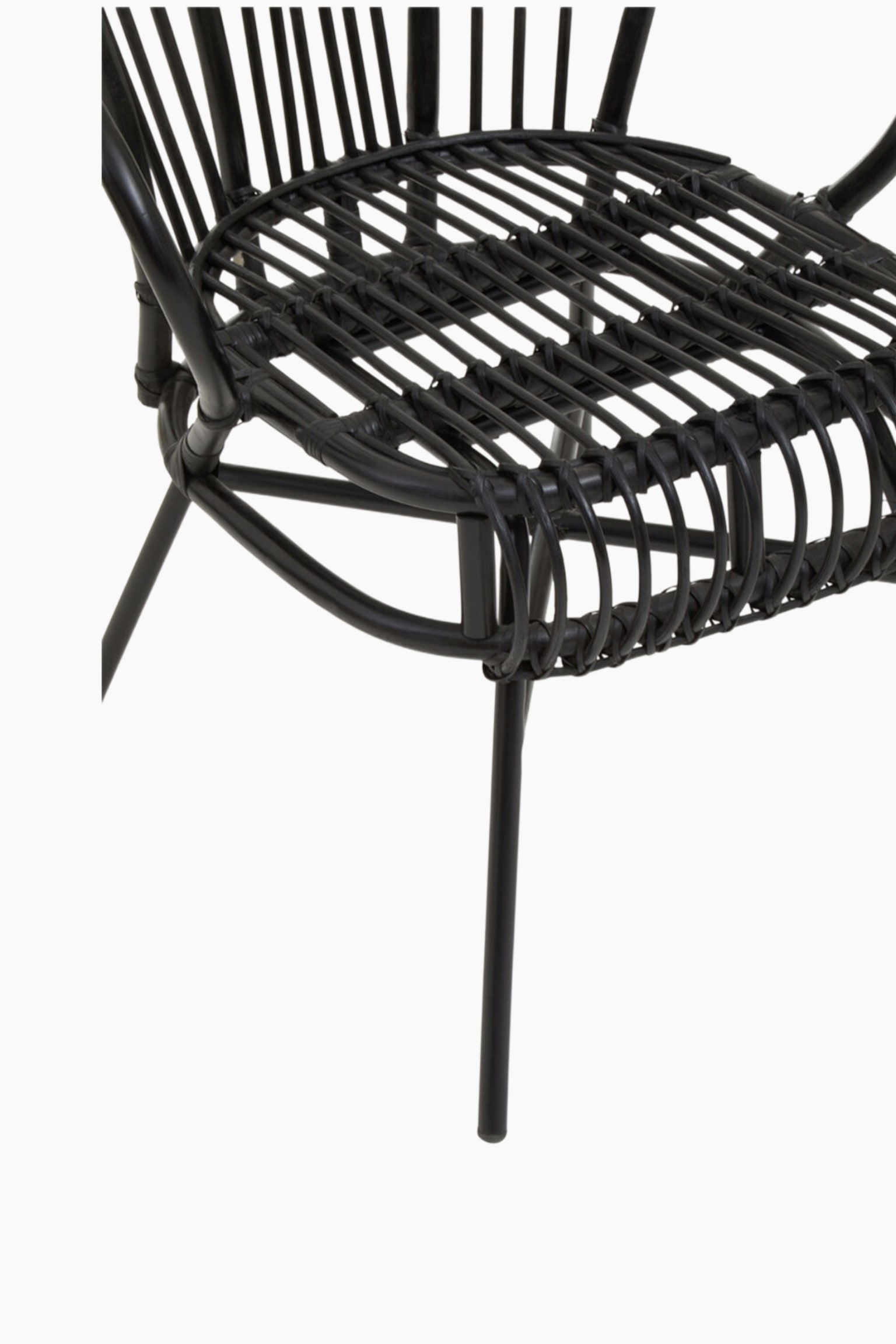 Java Rattan And Metal Scalloped Back Chair - Black - 7