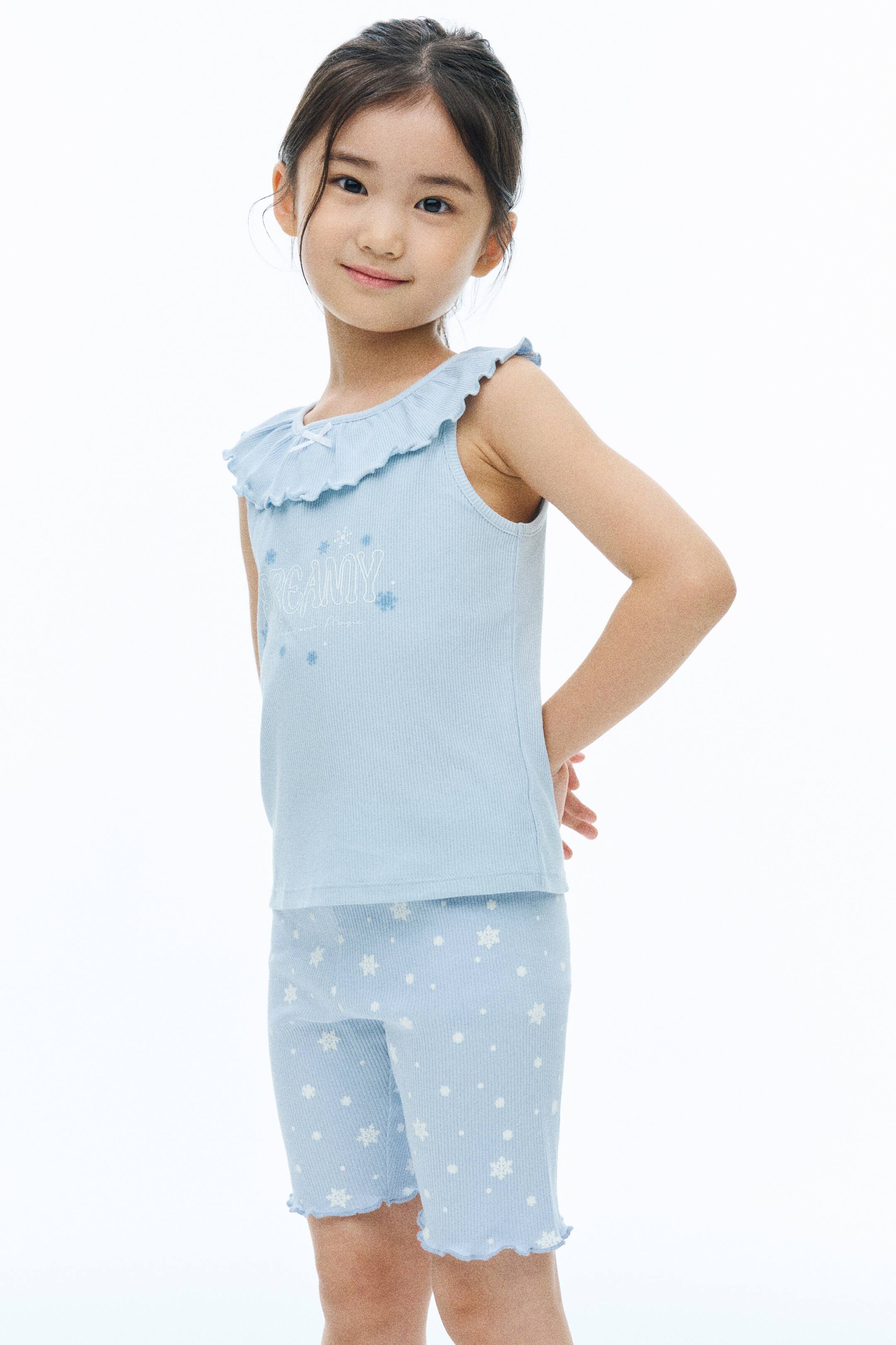 View larger image: Patterned cotton cycling shorts - Light blue/Snowflakes - Kids | H&M 1