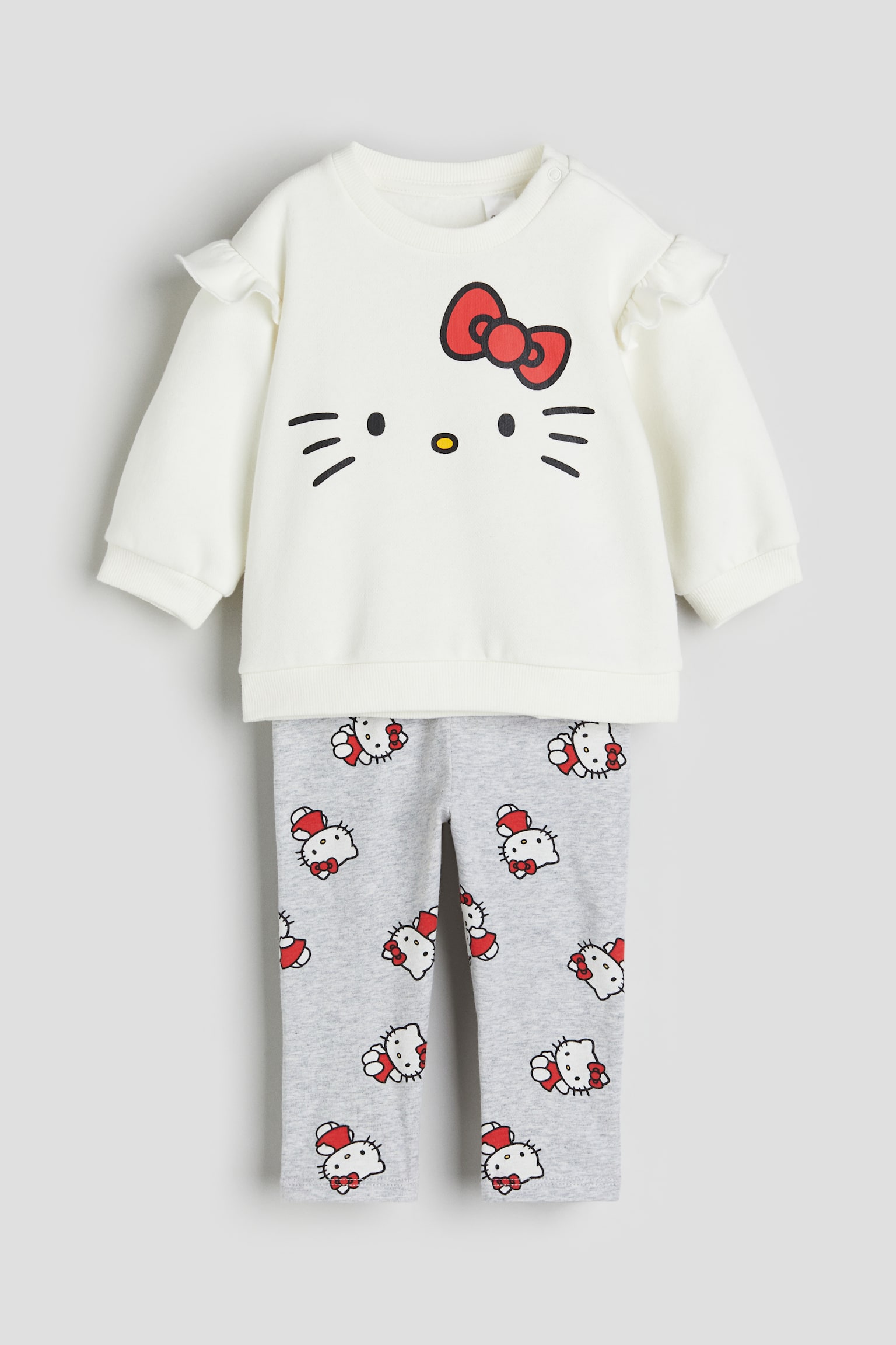 2-piece Print Cotton Set - White/Hello Kitty/Light grey marle/Snoopy/Cream/Keith Haring/Light pink/SmileyWorld®/Natural white/Minnie Mouse/Light beige/Minnie Mouse - 1