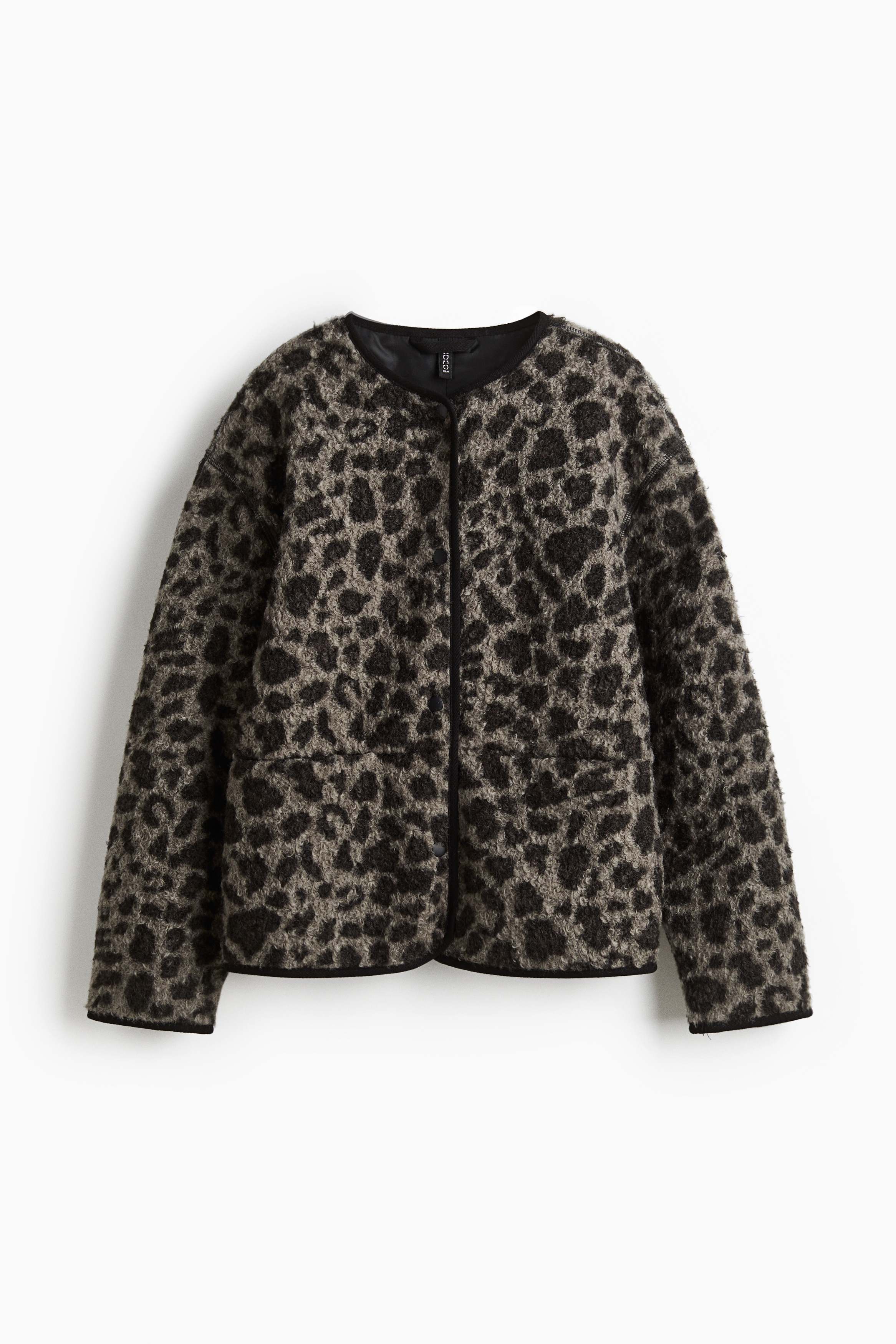 Mønstret jakke i teddybear - Grå/Leopardmønstret