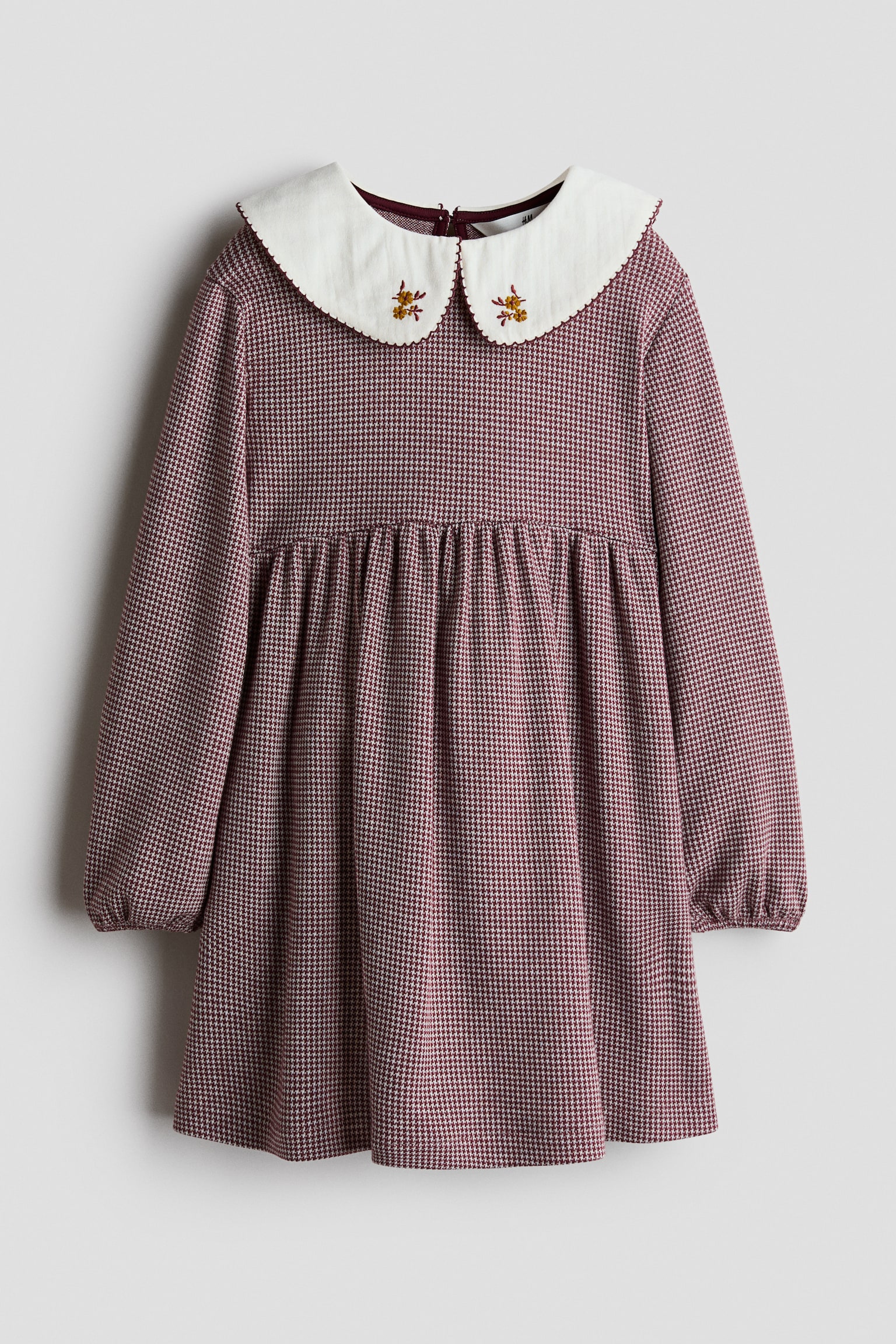 Robe en jersey avec col - Violet/motif pied-de-poule/Rose clair/fleurs