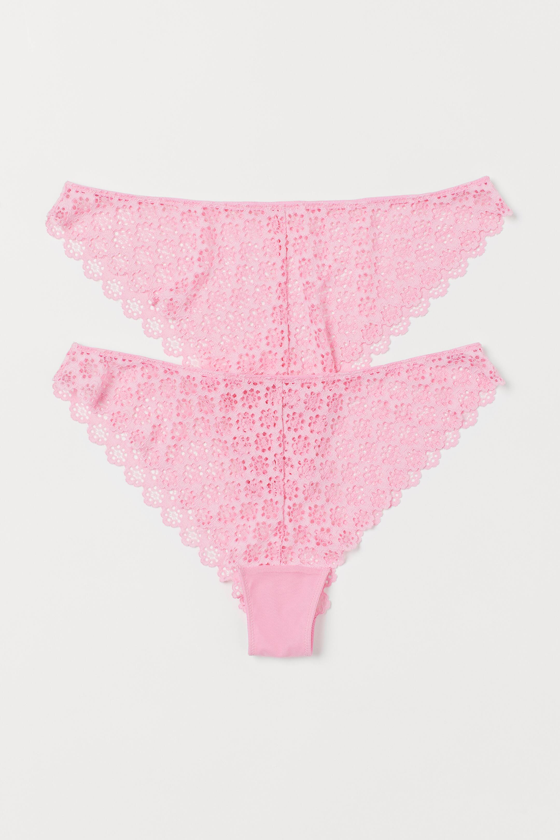 2 Pack Lace Brazilian Briefs Light Pink Ladies Handm Gb