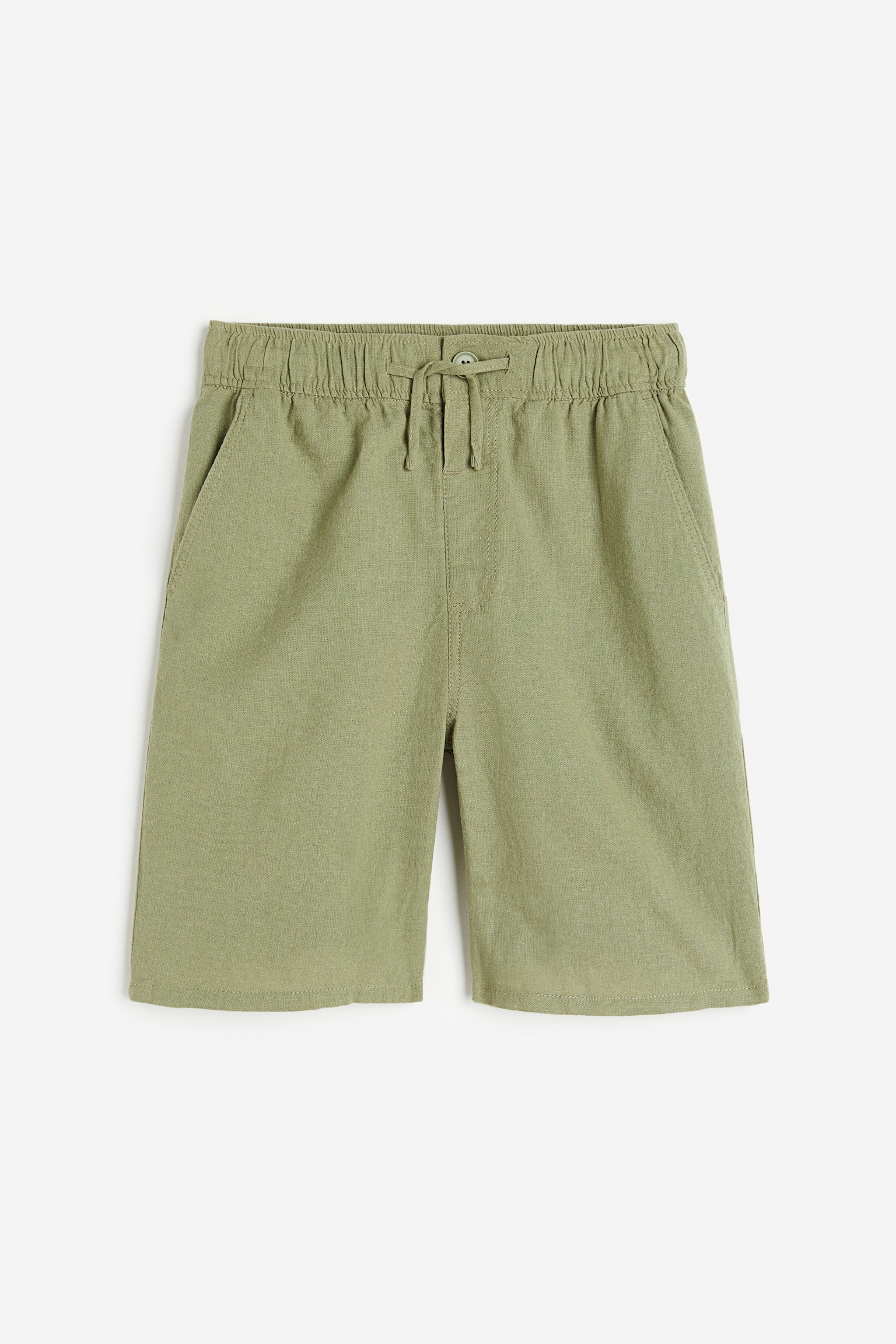 Linen-blend shorts - Khaki green/Light khaki green/Ecru/Black/Grey/Light beige - 1