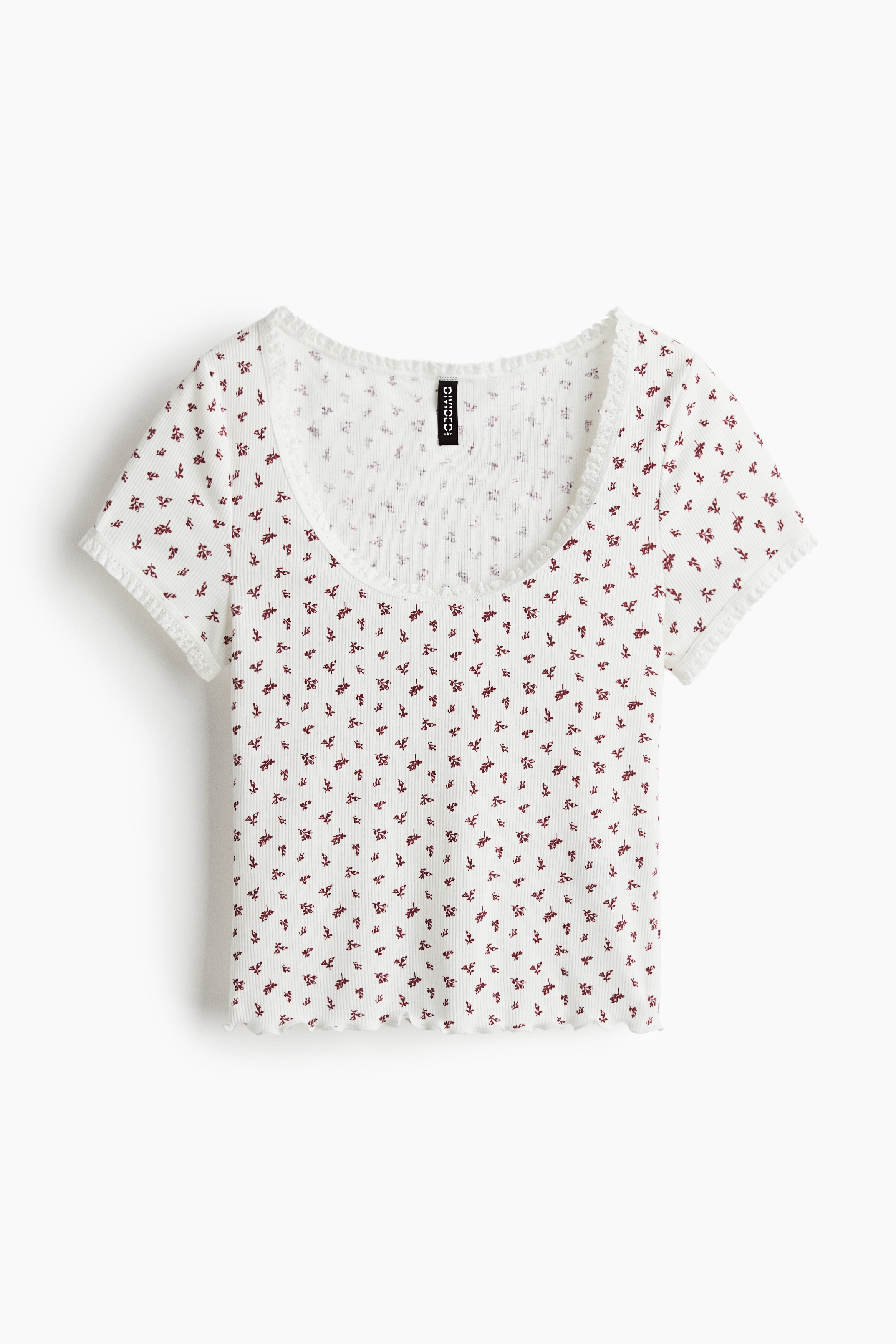 Tričko s čipkovým lemom - Biela/kvetovaná/Svetlosivá melírovaná/Biela/kvetovaná/Tlmená ružová/Čierna/kvetovaná/Biela/Čierna