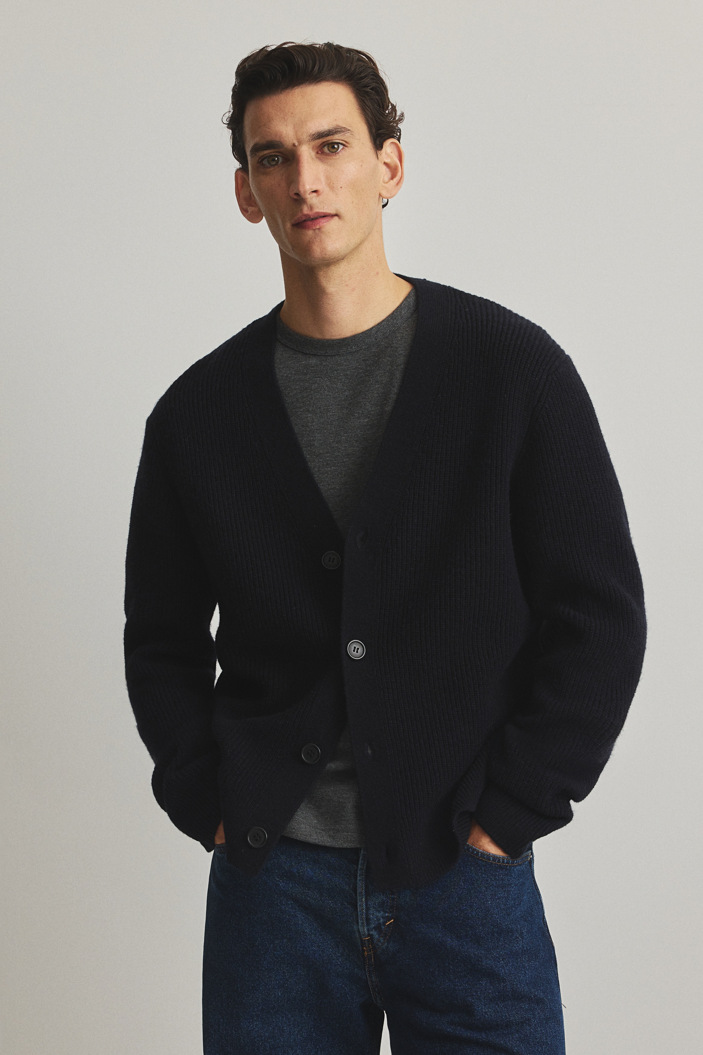 レギュラーフィット ウールカーディガン - ダークグレー - Men | H&M JP