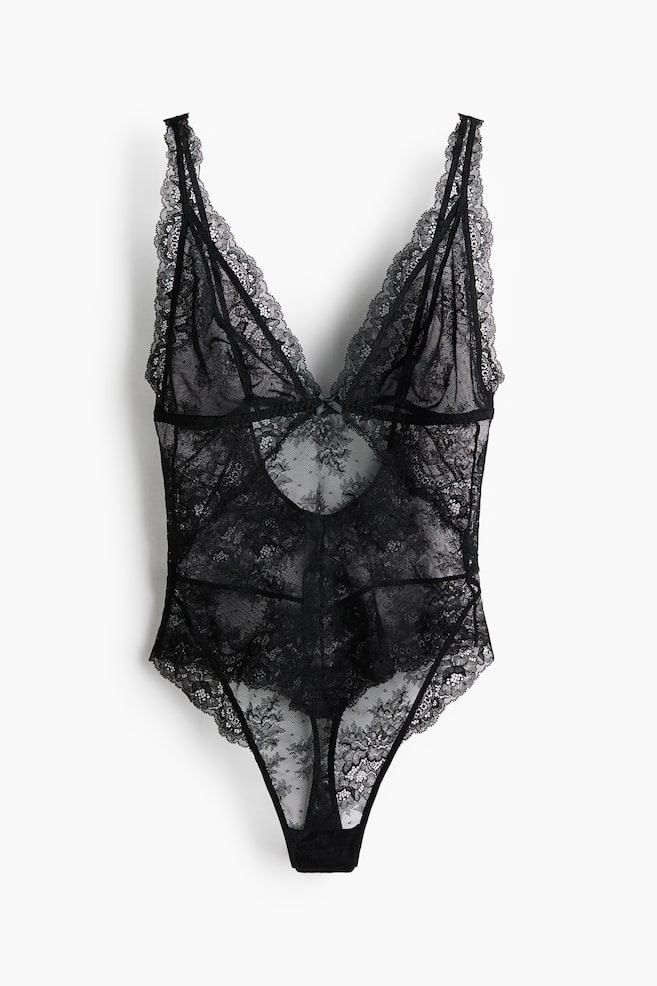 Lace Bodysuit - Black/White - 1