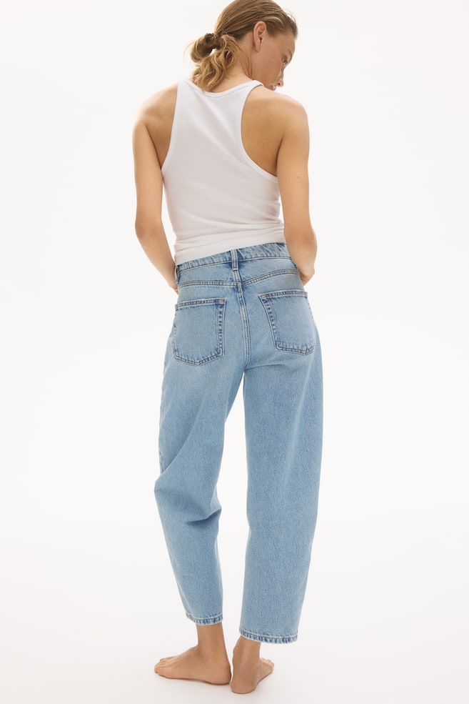 Barrel High Waist Ankle Jeans-Světlý denim blue - 6