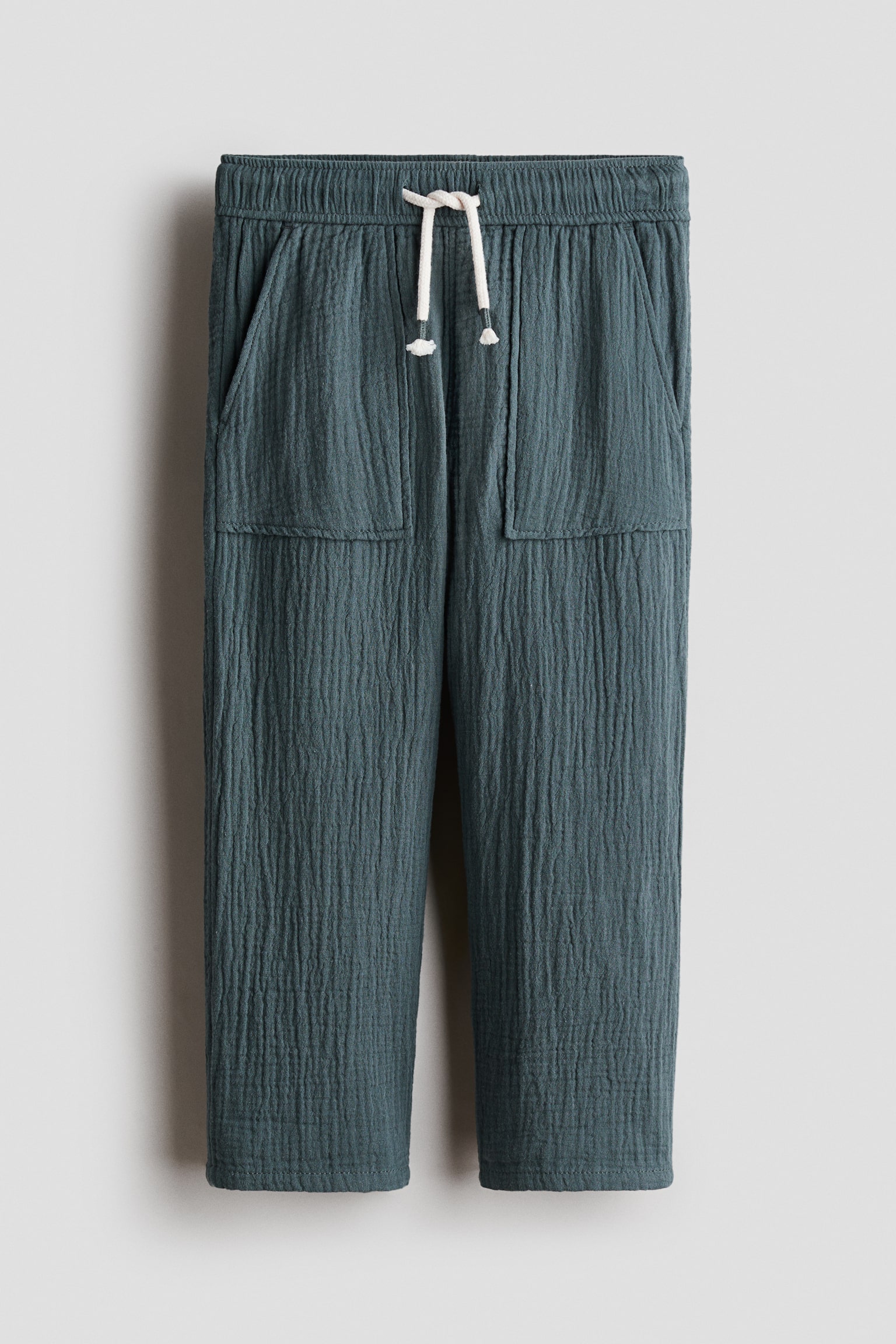 Muslin drawstring trousers - Teal/Navy blue/Dark brown/White/Blue striped - 1