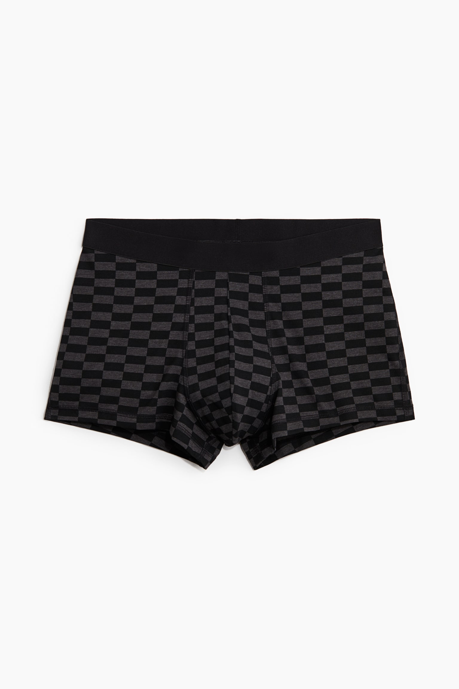 3-pack short cotton trunks - Dark grey marl/Checked - 2
