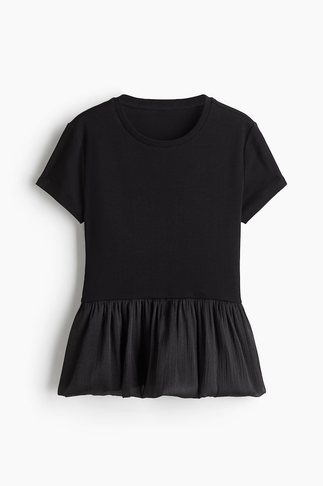 Bubble-Hem Top - Black/White - 1