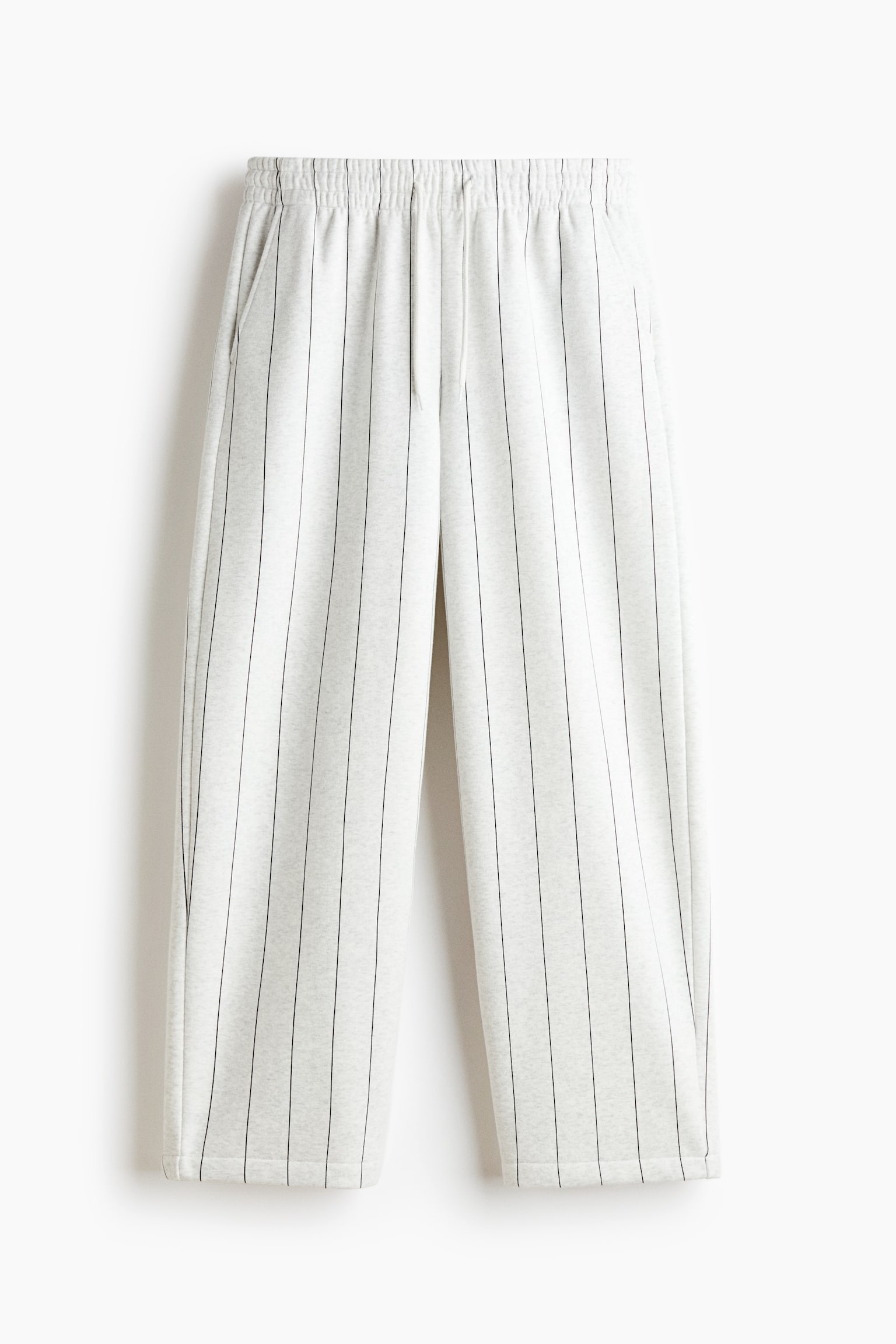 Мужские брюки H&M Relaxed-Fit Brushed-Inside Sweatpants, цвет: Серый меланжевый / Полосатый — фото 1