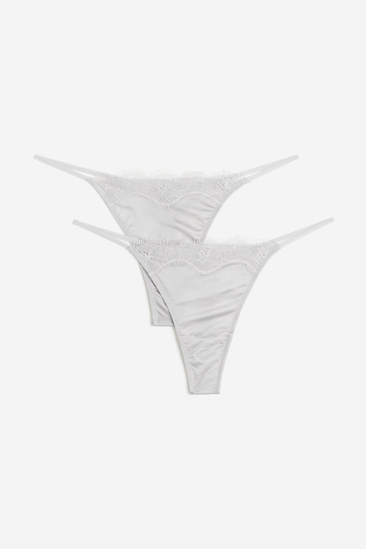 2-pack lace-trimmed thong briefs - Grey - 1