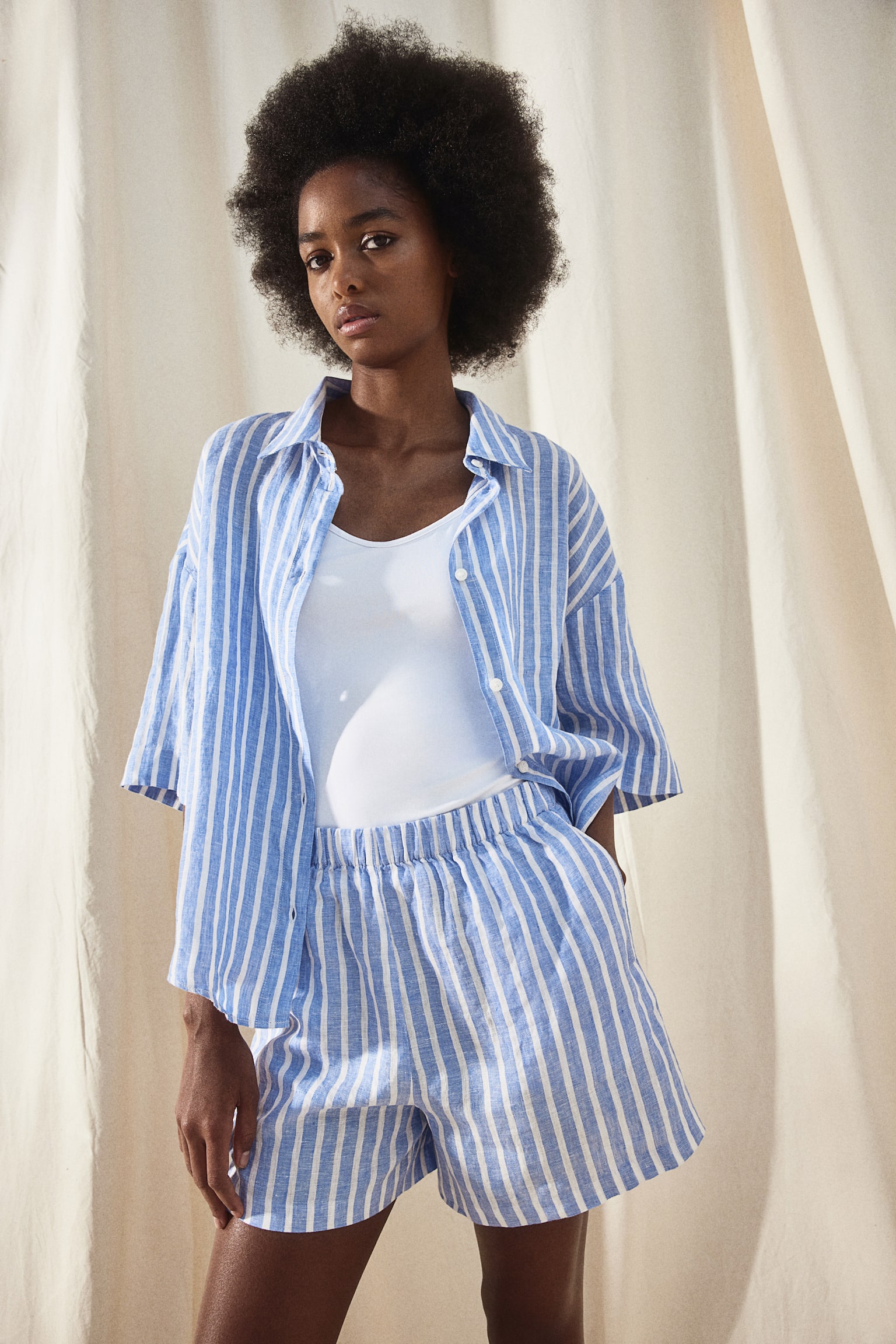 Linen shirt - Blue/Striped - 6