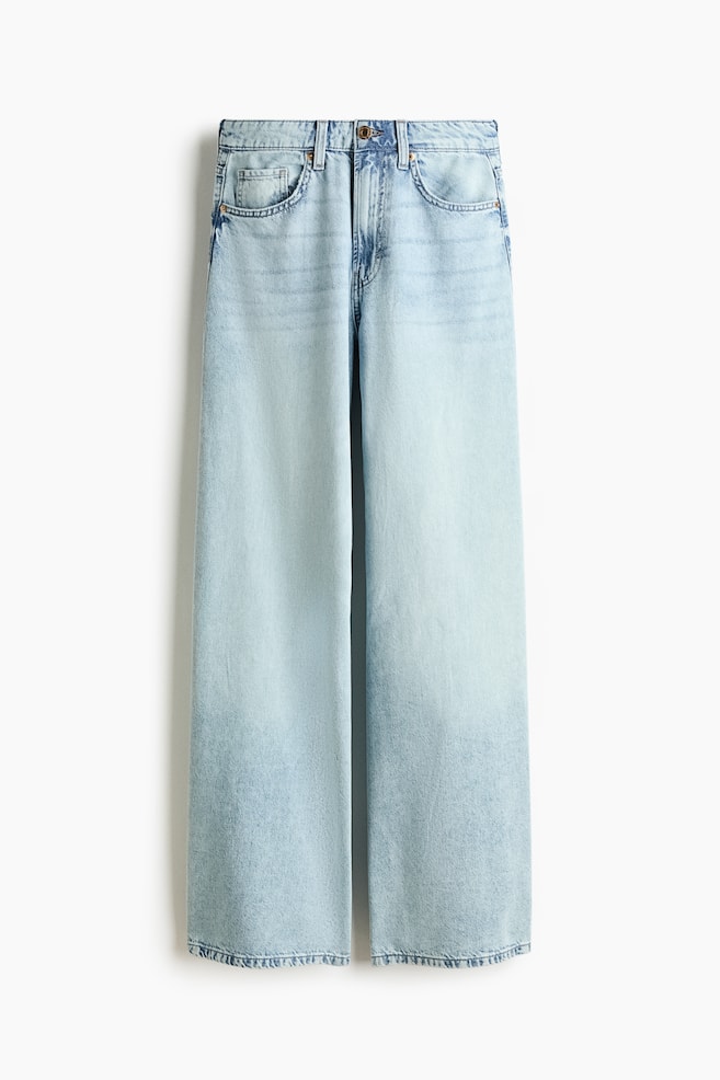 Wide High Waist Jeans - Blu denim chiaro/Bianco/Blu denim - 1