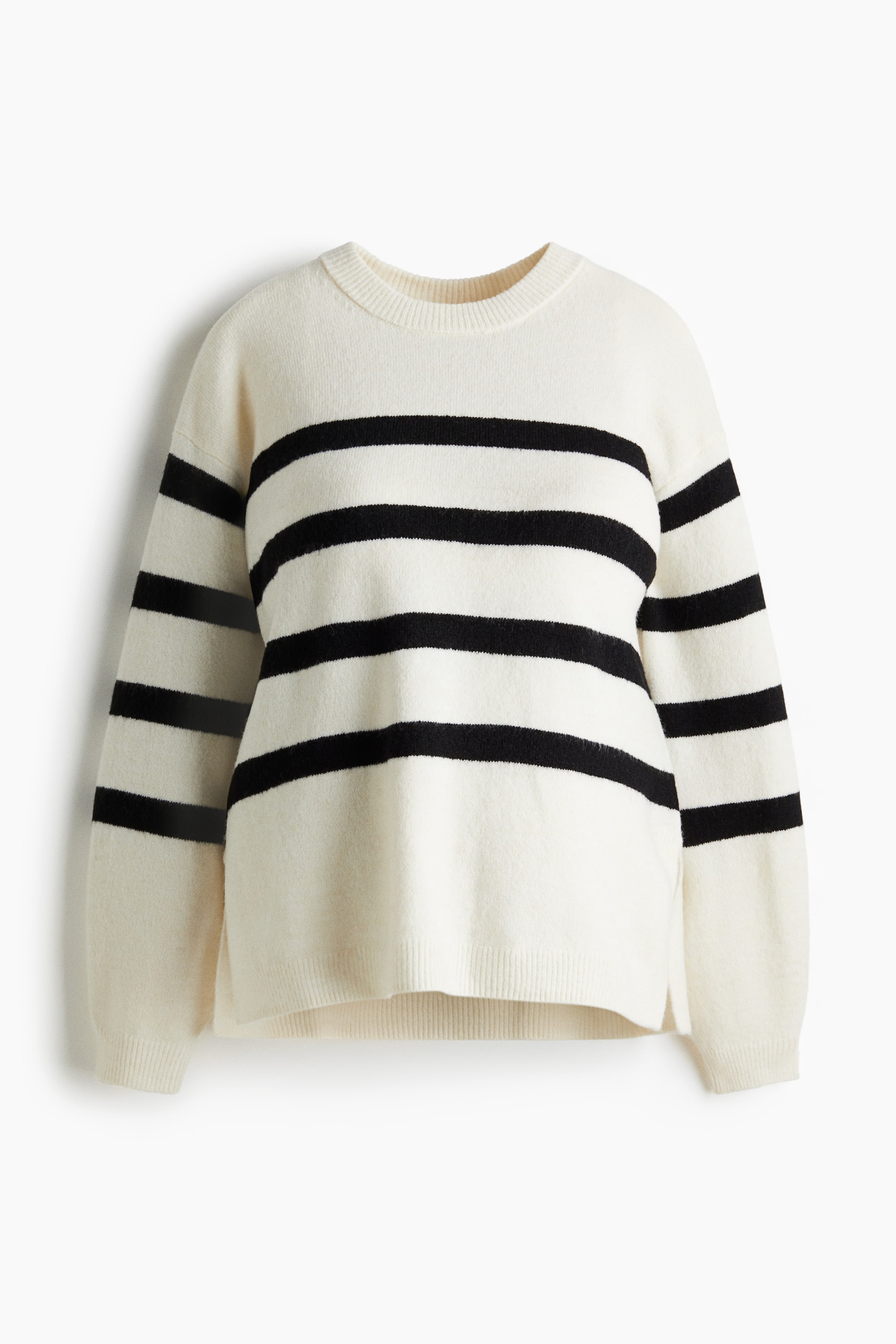 View larger image: MAMA Slit-hem jumper - Cream/Striped - Ladies | H&M GB 1