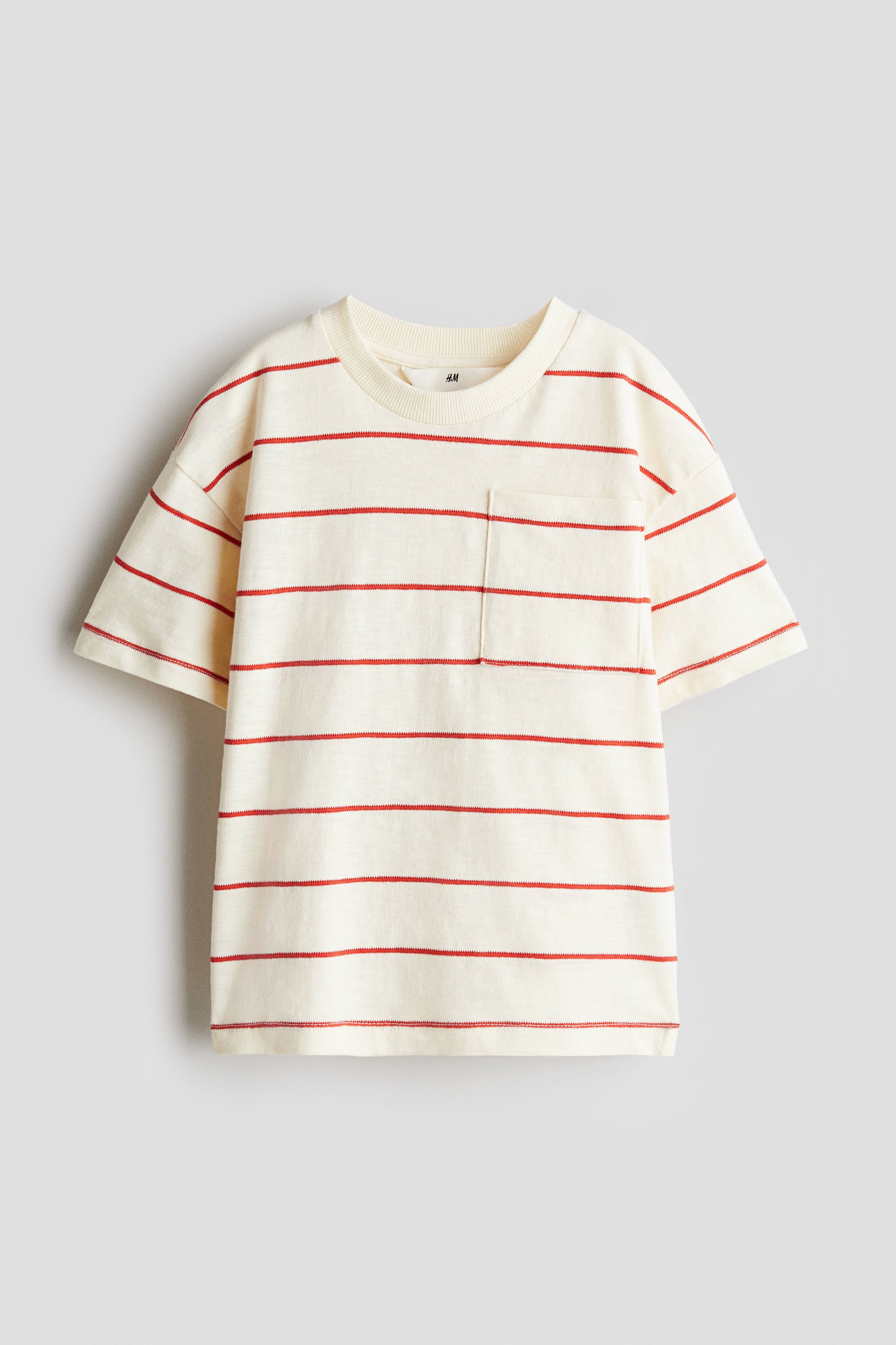 Chest-pocket T-shirt - Light yellow/Striped/Mint green/Striped