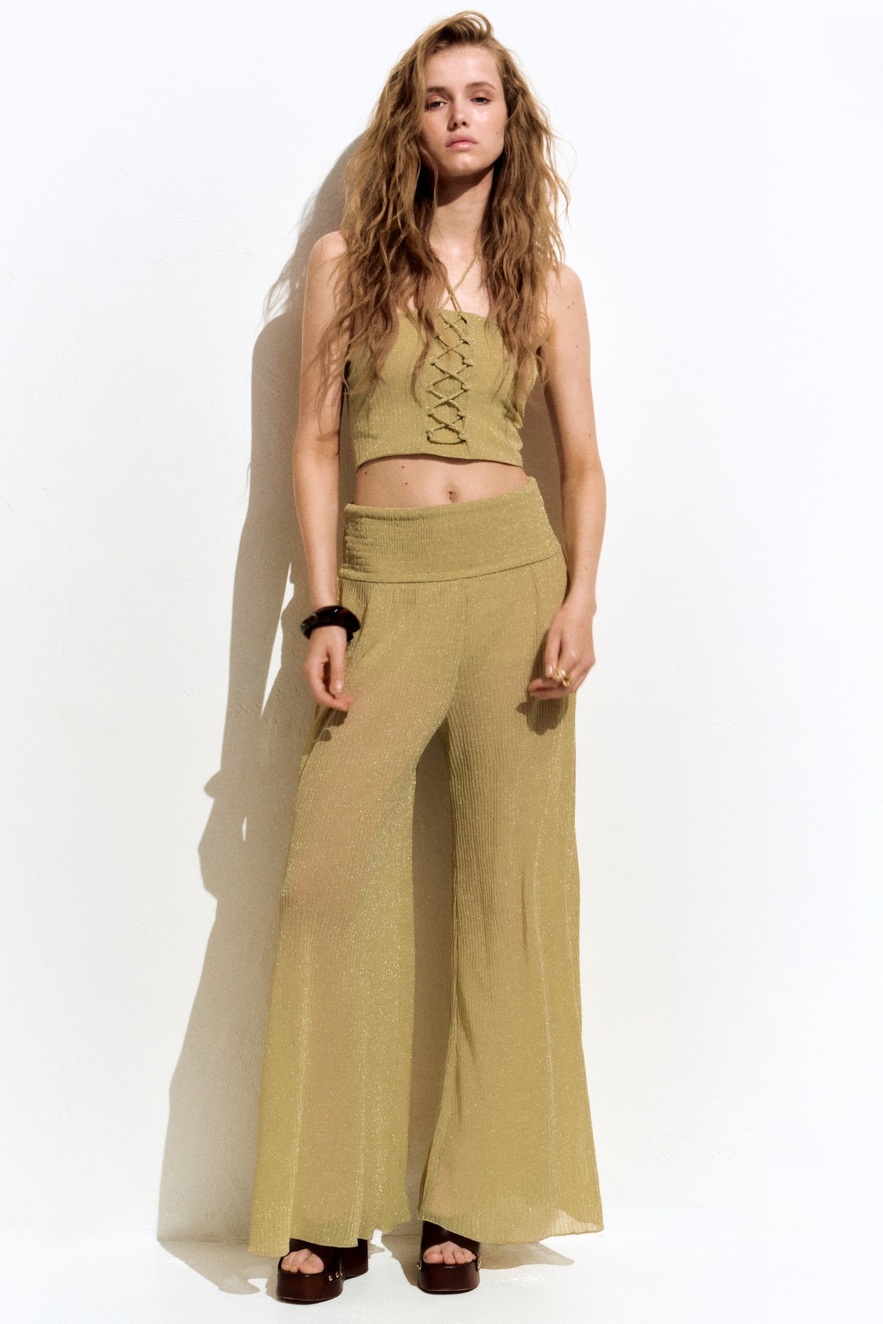 Glittery Smocked-Waist Pants - image 3