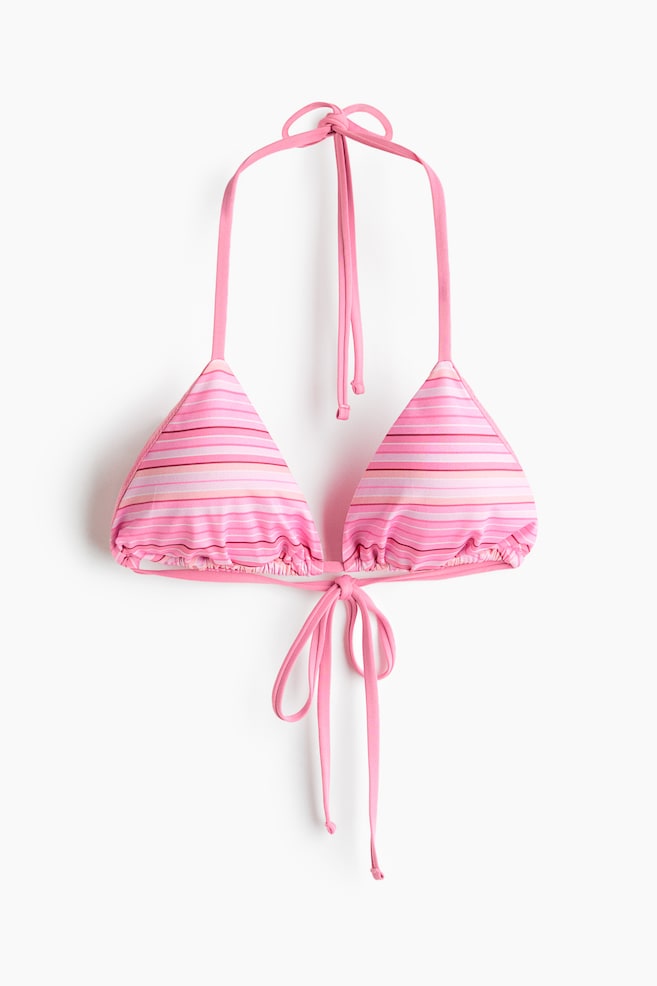 Padded Triangle Bikini Top - Pink/striped/Pink/patterned - 1