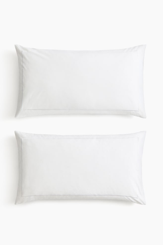 2-pack cotton sateen pillowcases - White/Powder pink/Light mole - 1
