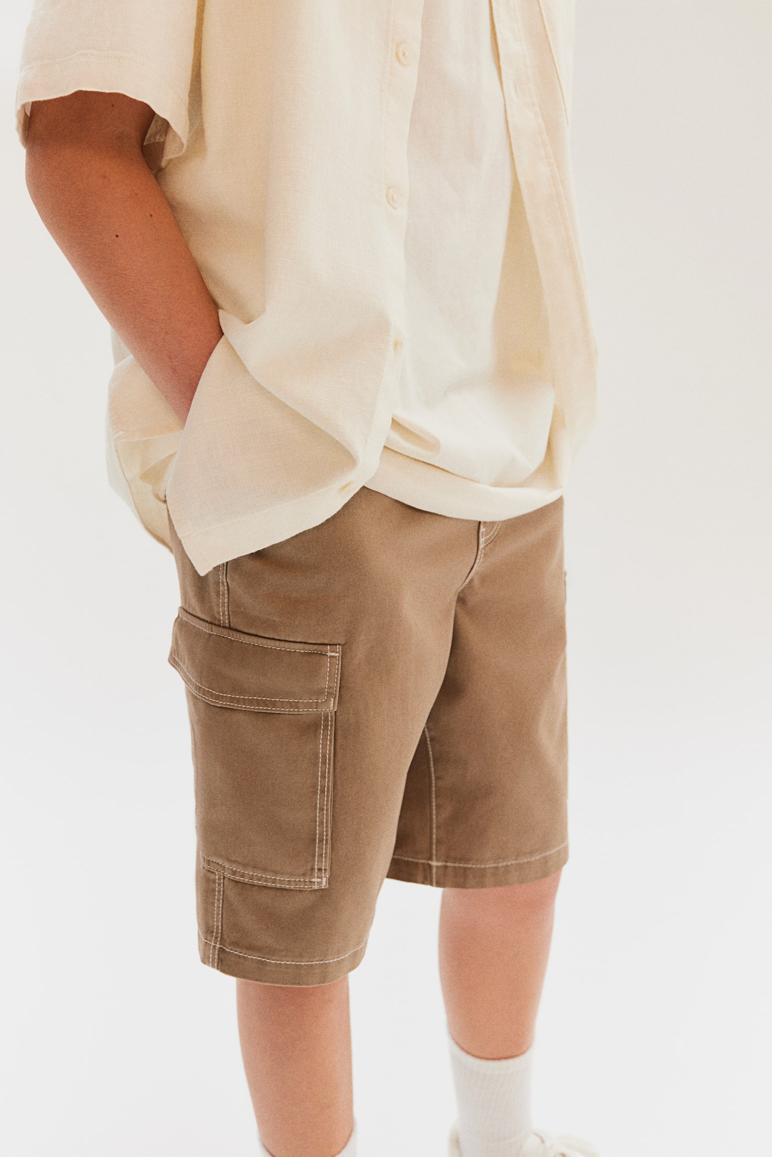 Twill cargo shorts - Dark beige/Black/Khaki green/Natural white/Khaki green - 3